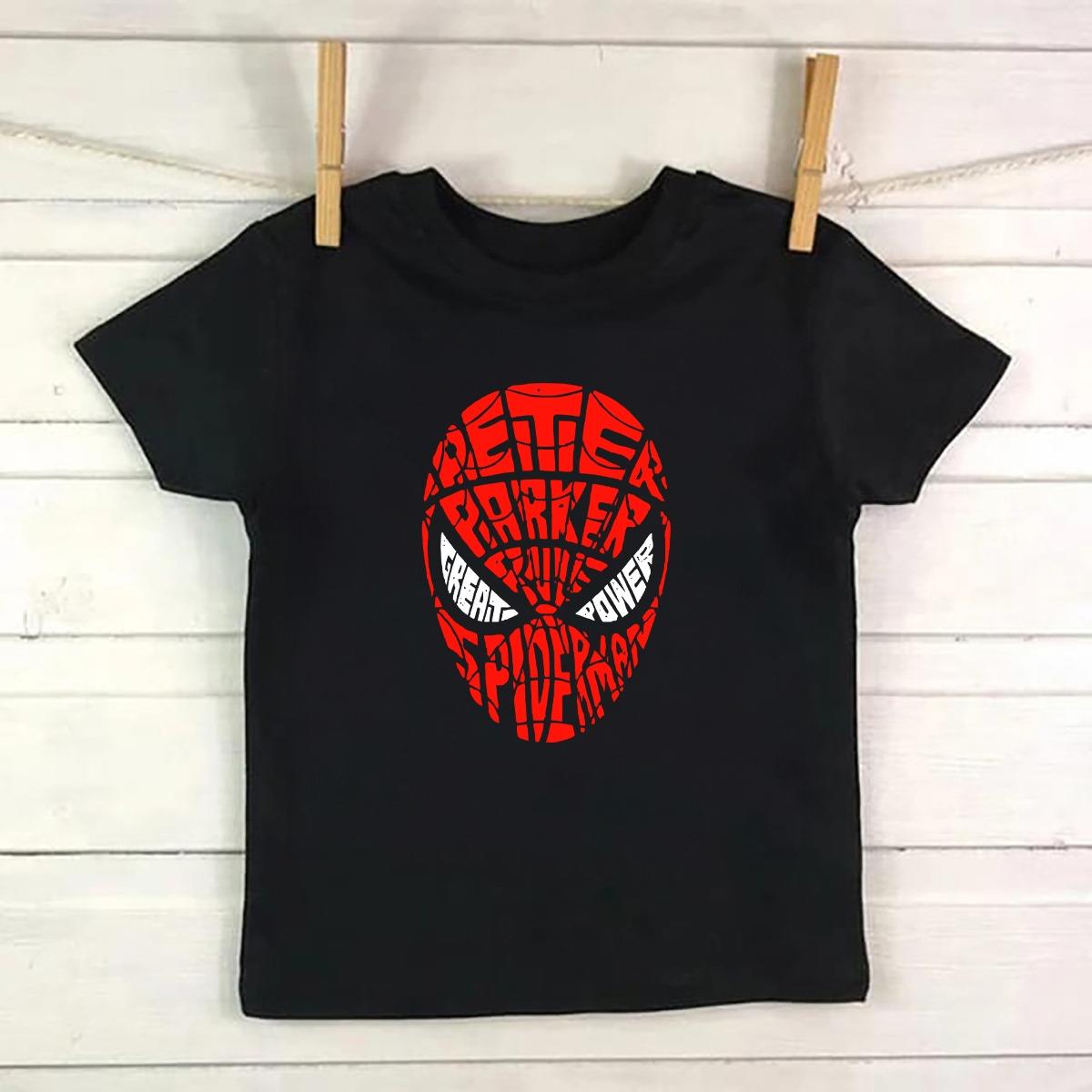 Spiderman Örümcek Adam Baskılı Siyah Tshirt