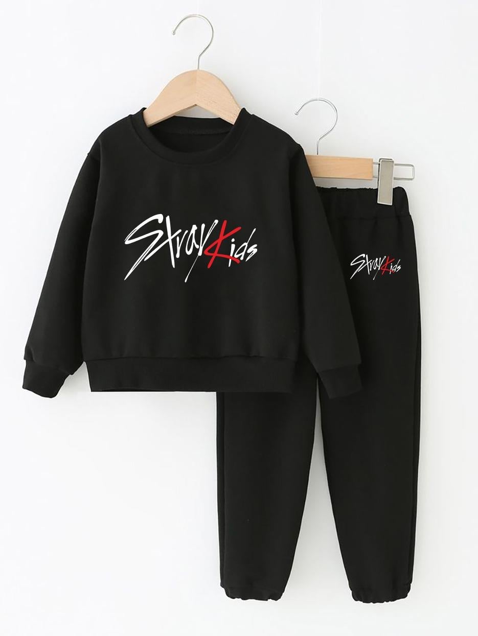 StrayKids Yeni Baskılı Siyah Unisex Eşofman Takımı