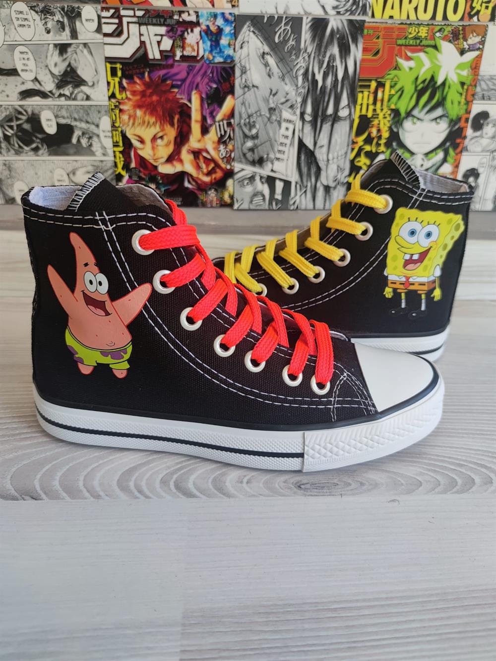 Sünger Bob Ve Patrick Baskılı Siyah Bilekli Spor Ayakkabı  (yeni model)