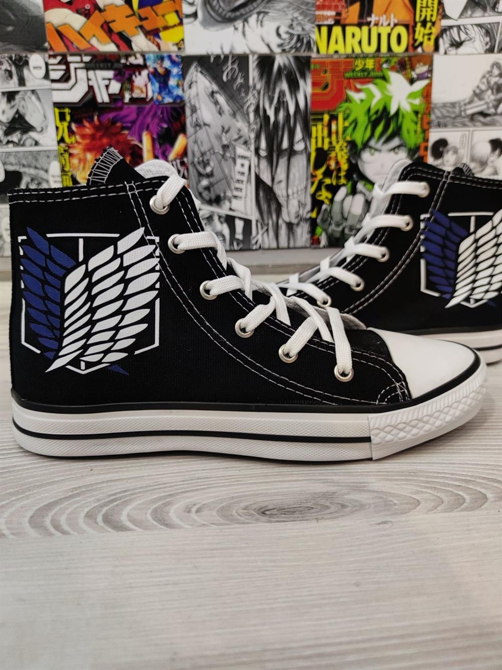 Titan Anime Baskılı Siyah Unisex Spor Ayakkabı Snekaer