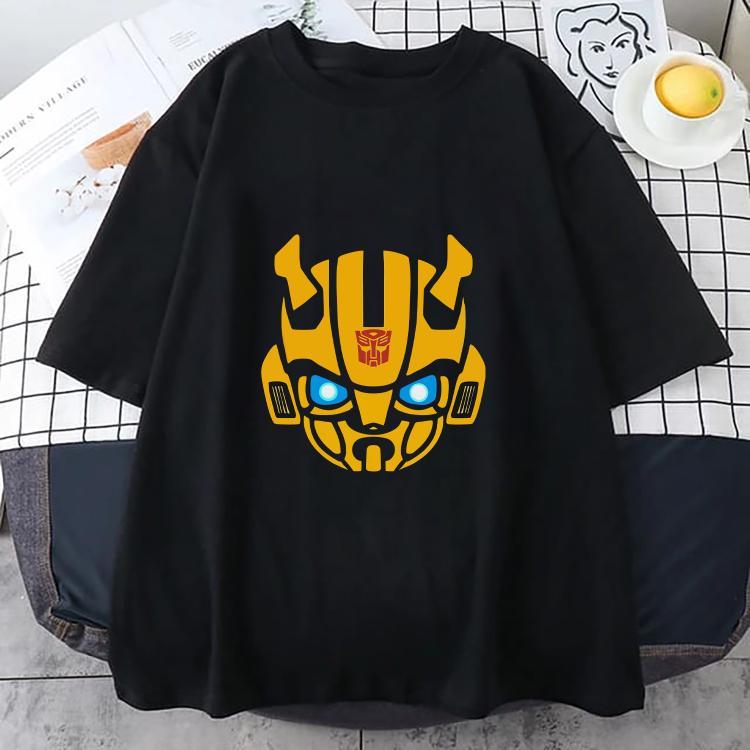 Transformers Bumblebee Baskılı (Sarı Kafa) Siyah Tshirt Tişört  