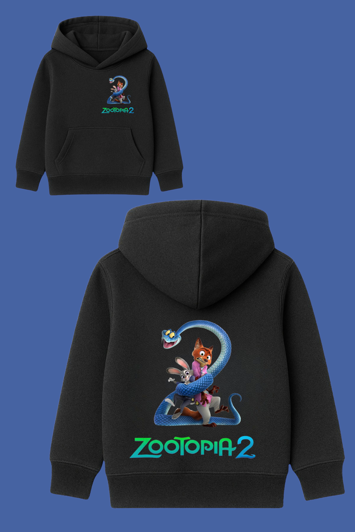 Zootopia 2 Baskılı Siyah 3 İplik Şardonsuz Sweatshirt