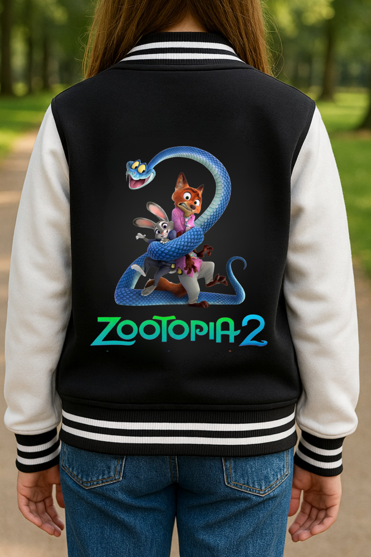 Zootopia 2 Baskılı Siyah Kolej Ceket  