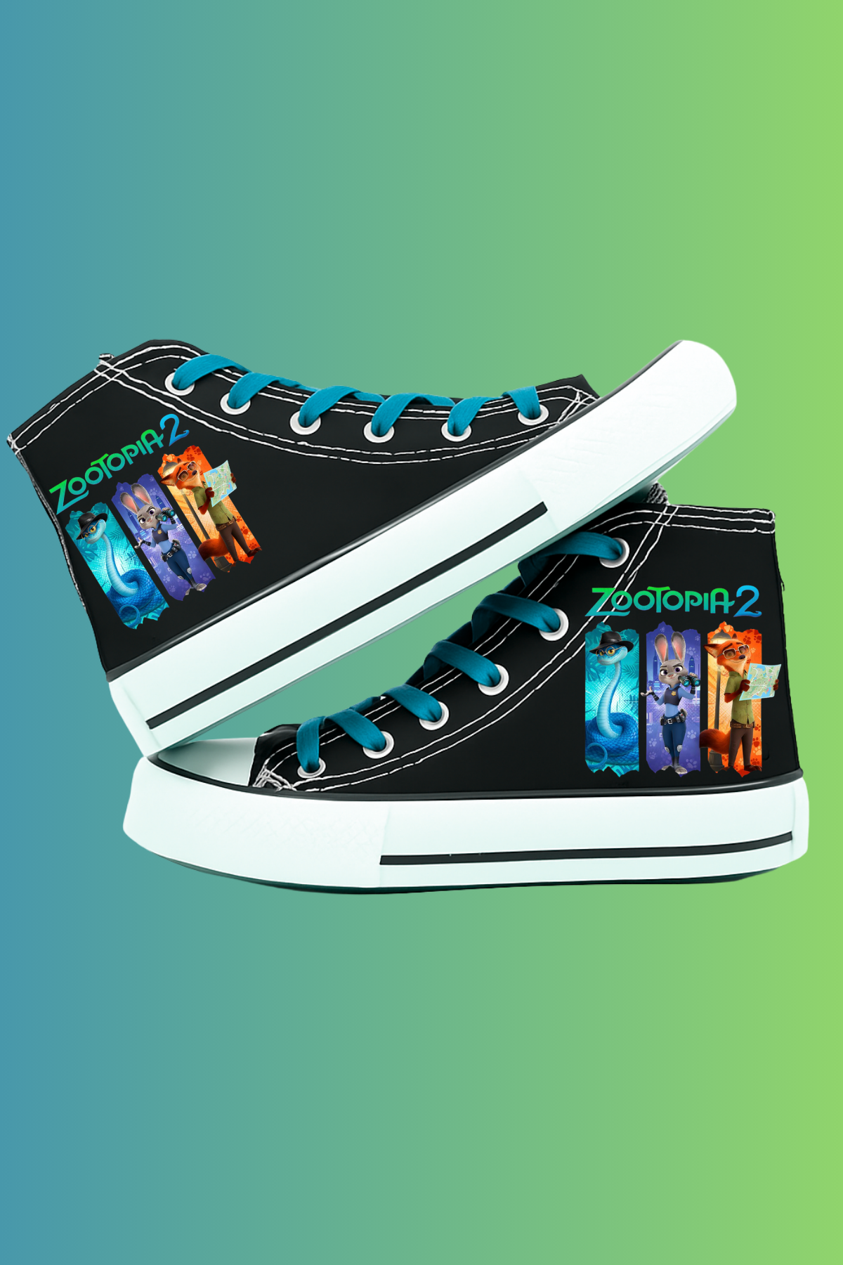 Zootopia 3lü Baskılı Siyah Bilekli Keten Ayakkabı Sneaker