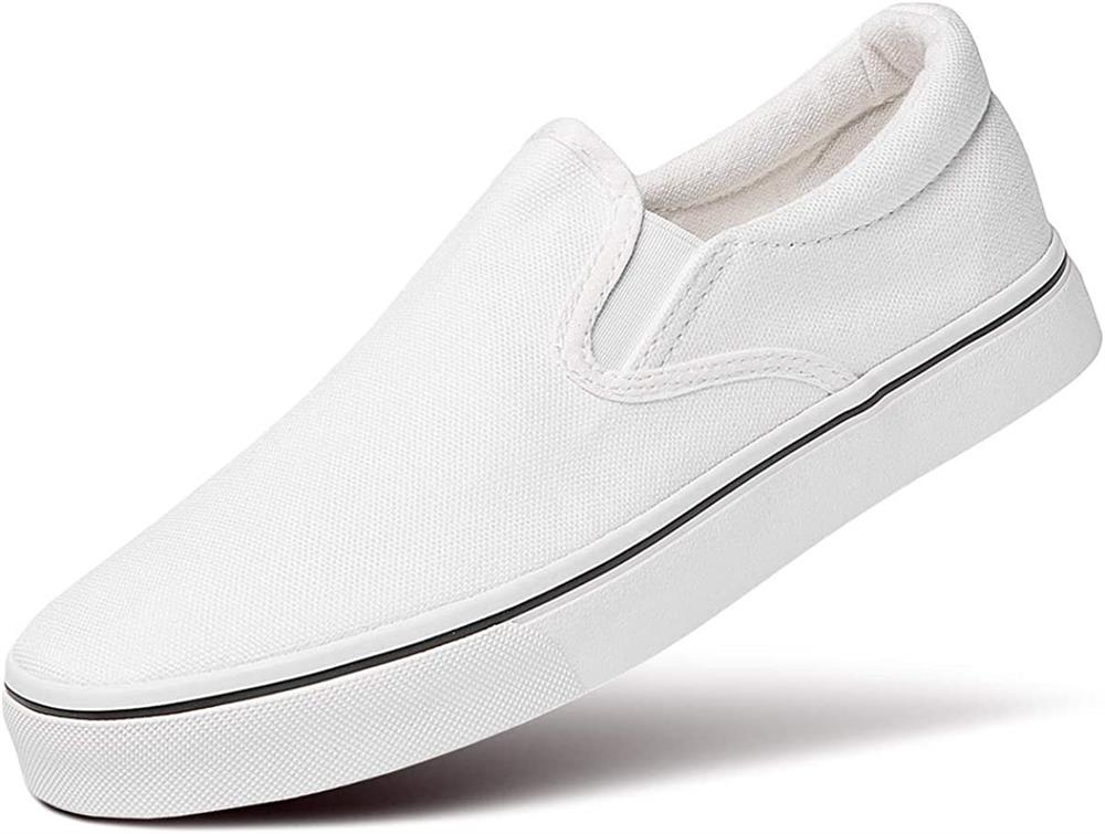 Kadın Erkek Beyaz Vans Modeli Bağcıksız Lastikli Spor Ayakkabı Sneaker