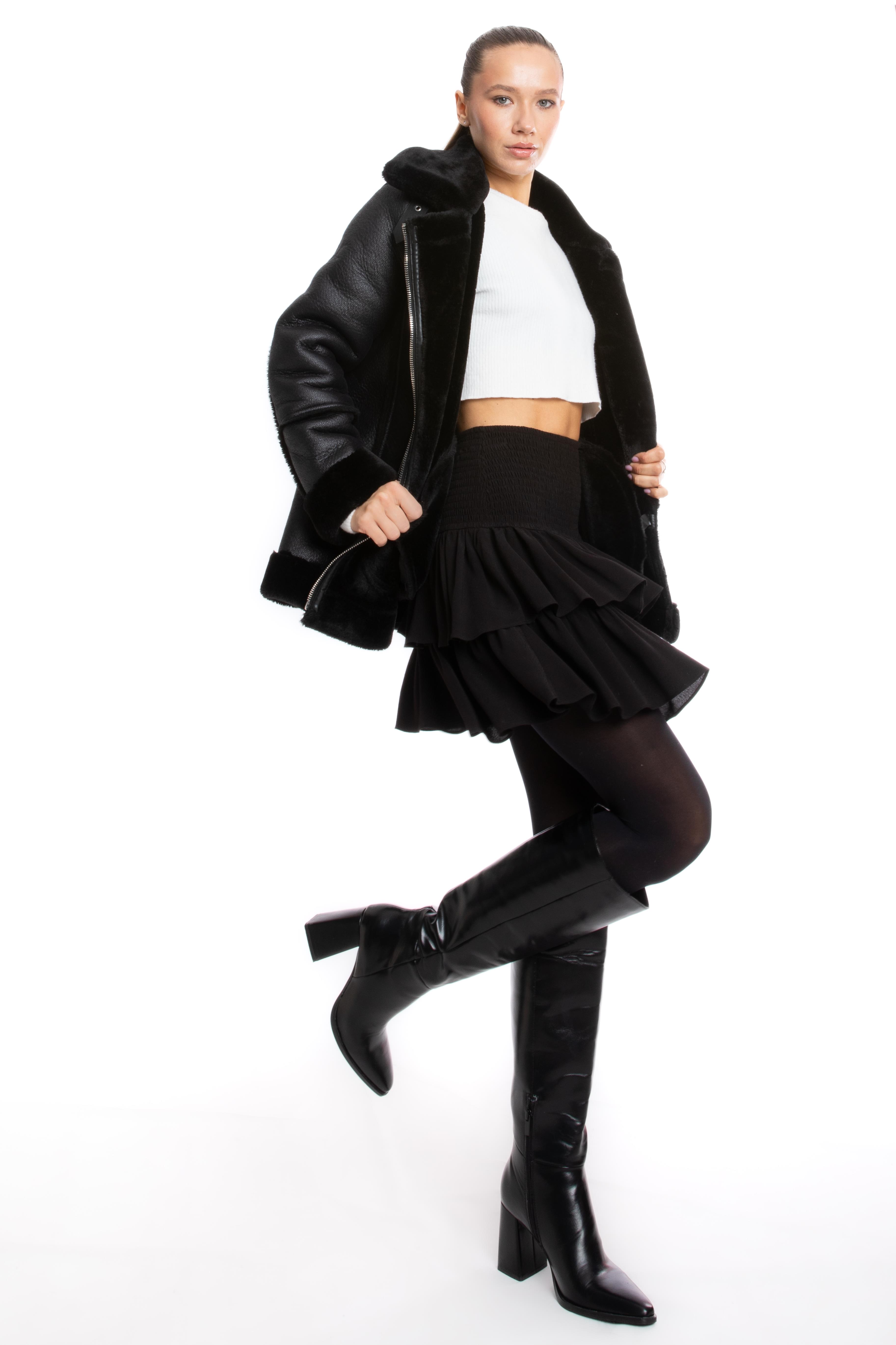 Beli Gipeli Fırfırlı Mini Şort Etek