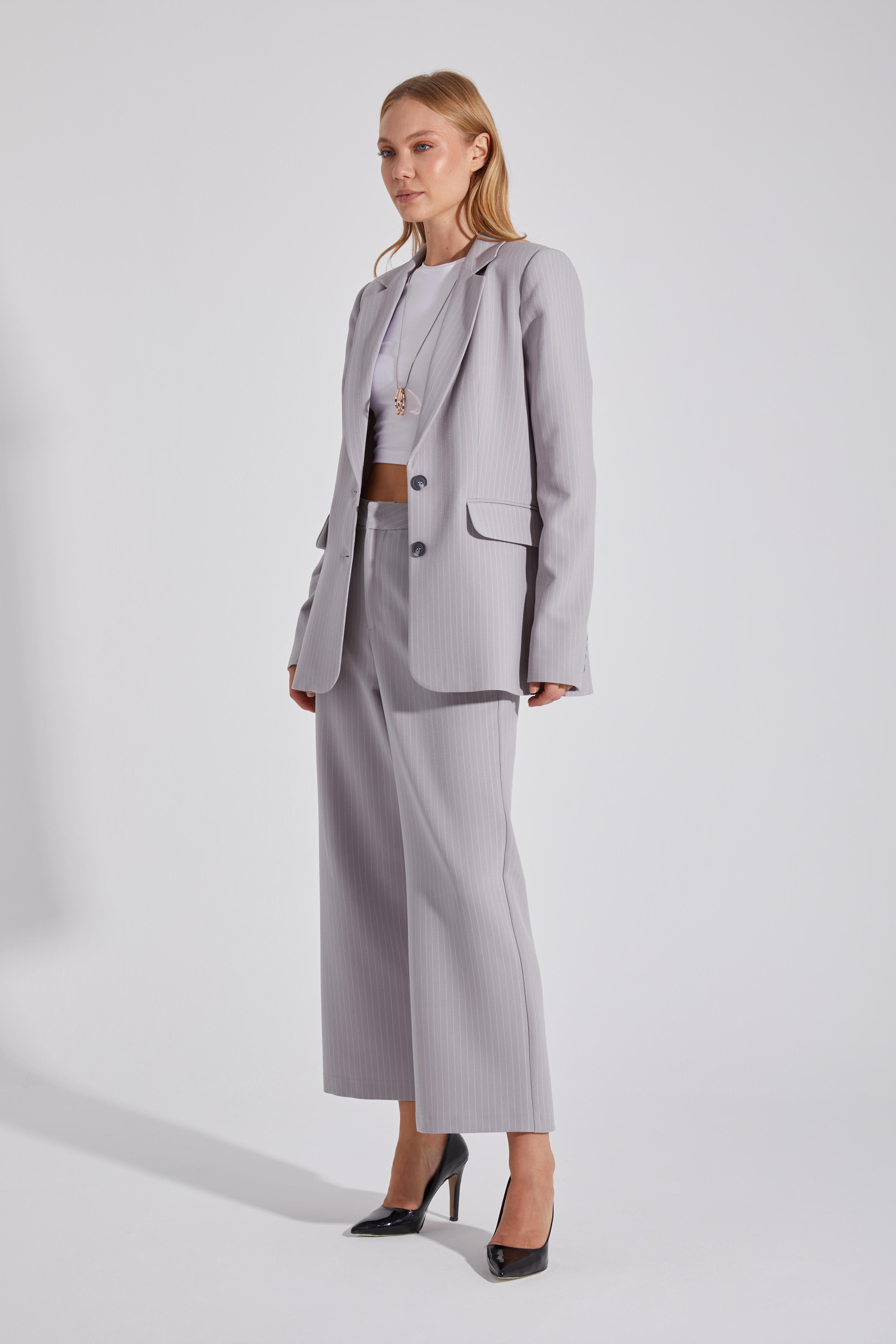 Çift Düğmeli Yırtmaçlı Astarlı Blazer Ceket