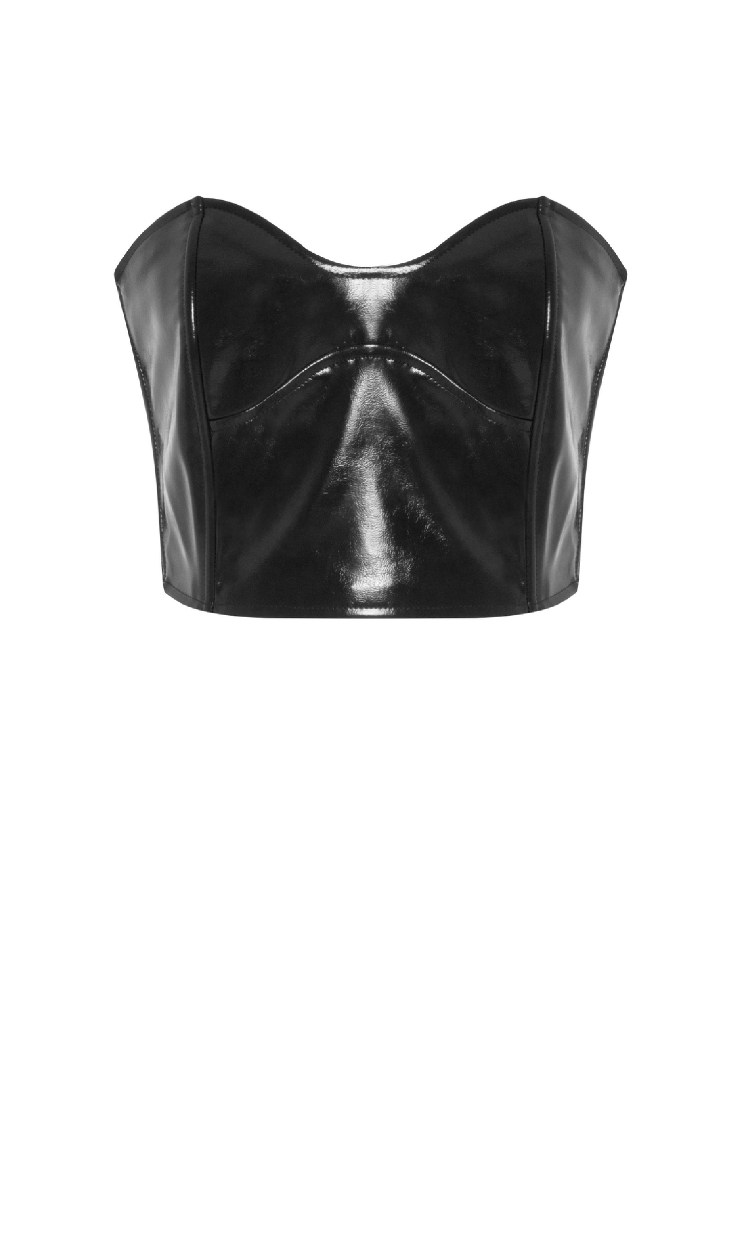 black leather bustier crop top