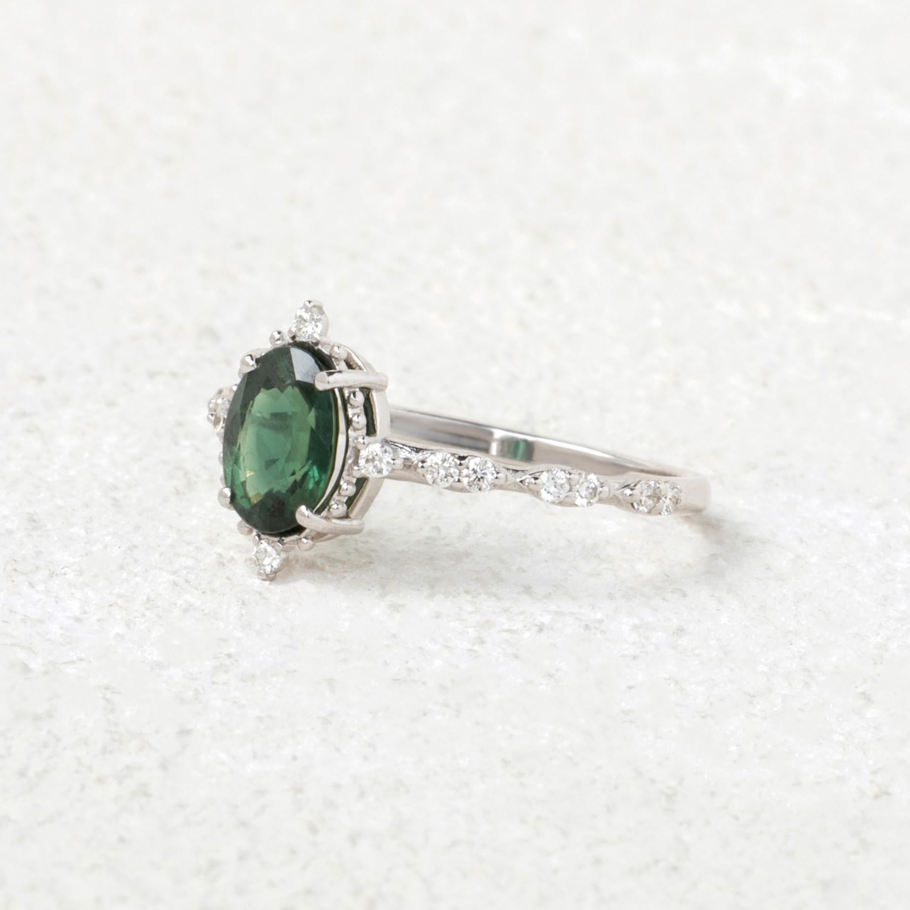 Green Queen - Safir & Pırlanta Tektaş Yüzük