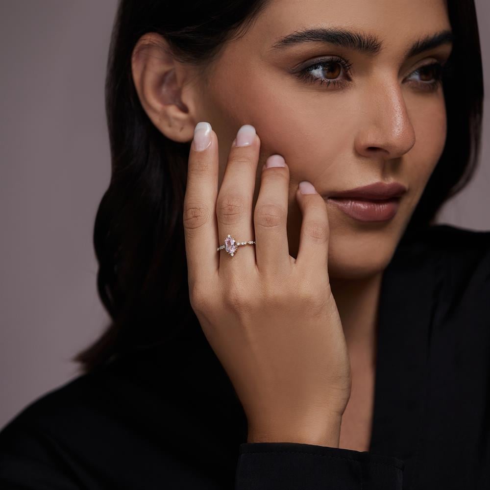 Pink Queen Morganite Pırlanta Tektaş Yüzük
