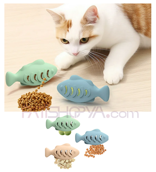 Evcil Hayvan Slikon Balık Modelli Mama Atıcı Oyuncak