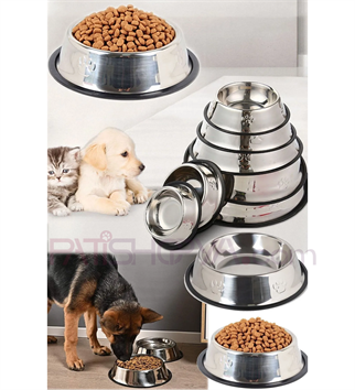 PASLANMAZ Çelik Metal Mama Kabı ( 16 CM )