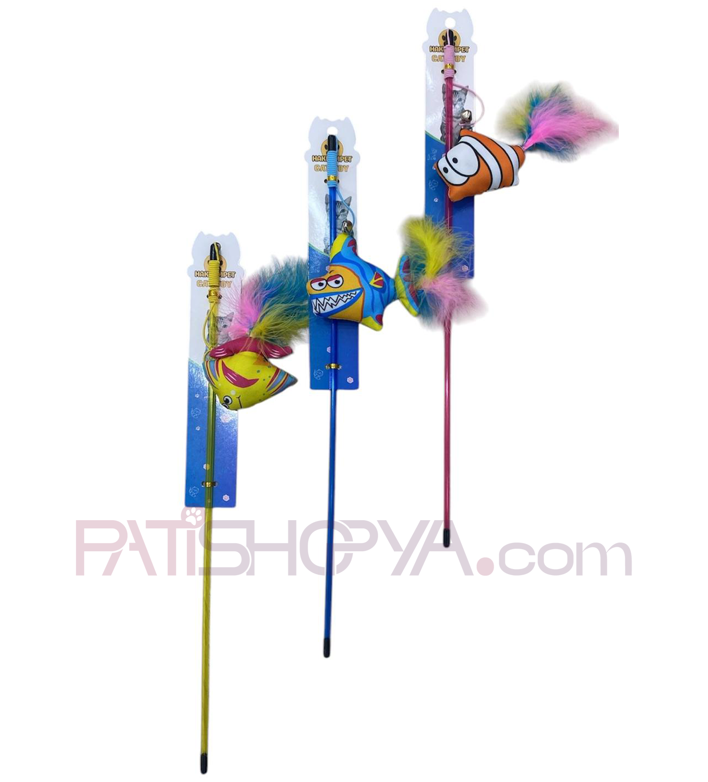 PATİSHOPYA12Lİ PAKET BALIK MOTİFLİ PLASTİK KEDİ OYUN OLTASI