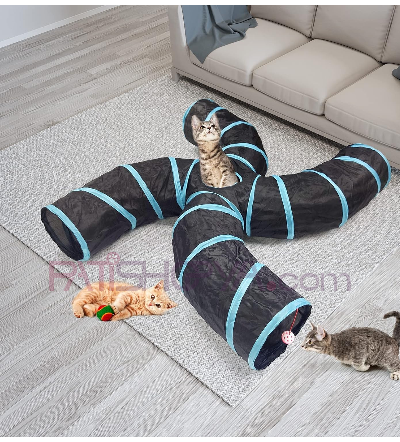 PATİSHOPYA4 YOLLU KIVRIMLI LUX KEDİ OYUN TÜNELİ