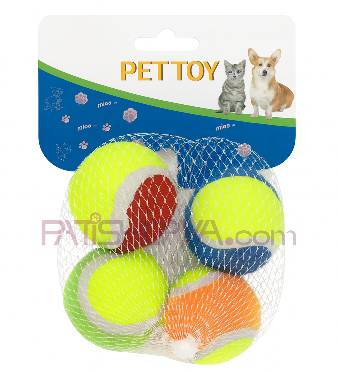 PATİSHOPYA4LÜ MİNİ TENİS TOPU KEDİ OYUNCAĞI 4 CM