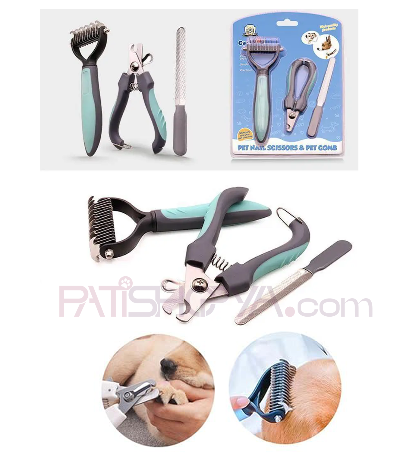 PATİSHOPYAA Kalite 3Lü Bakım Seti (Törpü- Tırnak Mak- Kıtık Açıcı) KUTULU