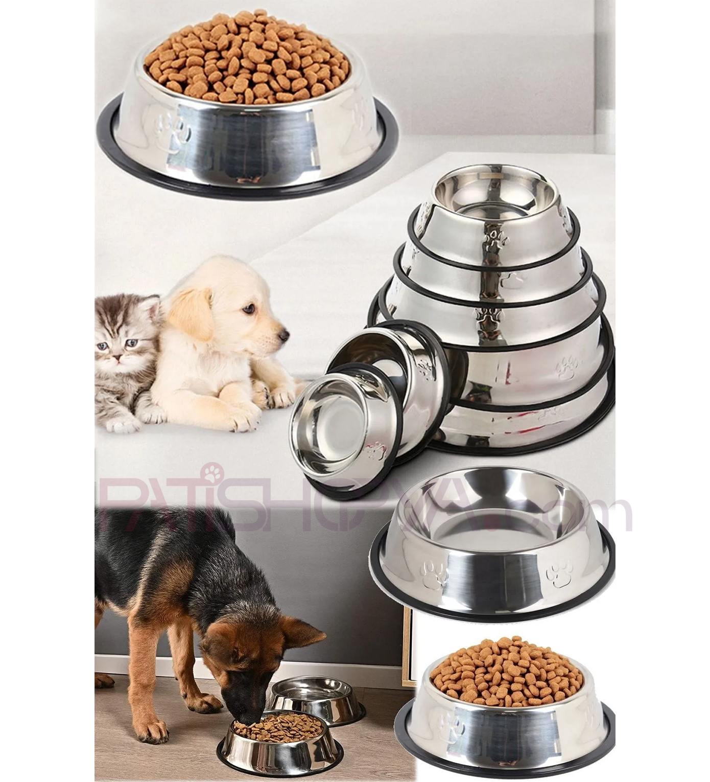 PATİSHOPYAPASLANMAZ Çelik Metal Mama Kabı ( 18 CM )