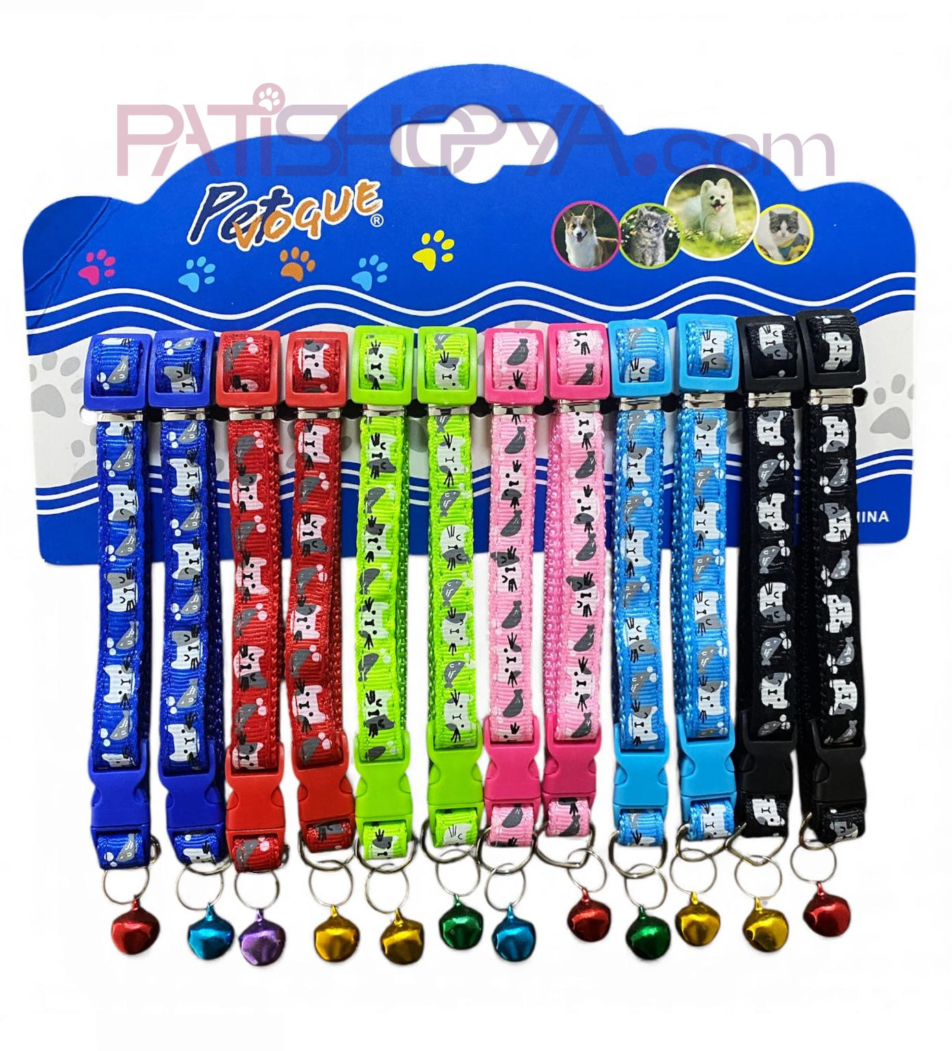 PATİSHOPYAPET VOGUE Kedi Desenli Kedi Boyunluk Seti 12Lİ