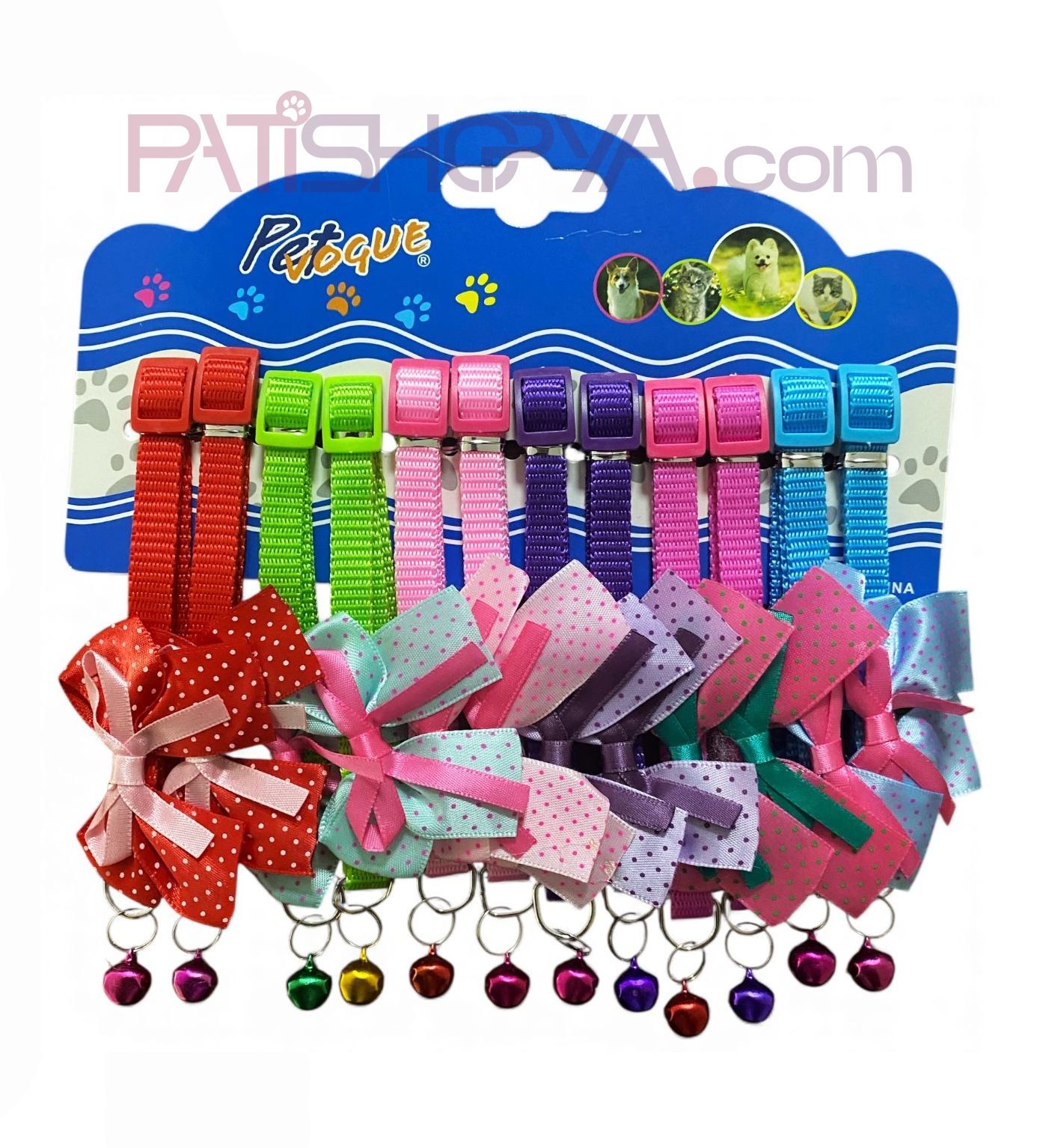 PATİSHOPYAPET VOGUE Papyon Desenli Kedi Boyunluk Seti 12Lİ