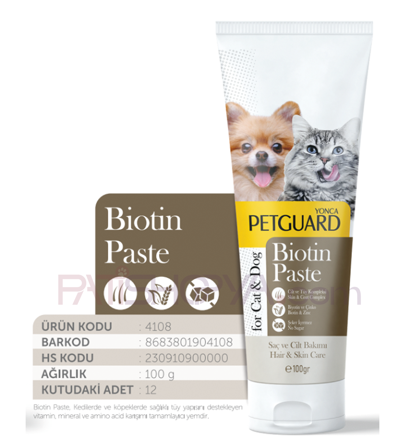 PETGUARDPETGUARD BİOTİN KEDİ KÖPEK PASTE 100GR