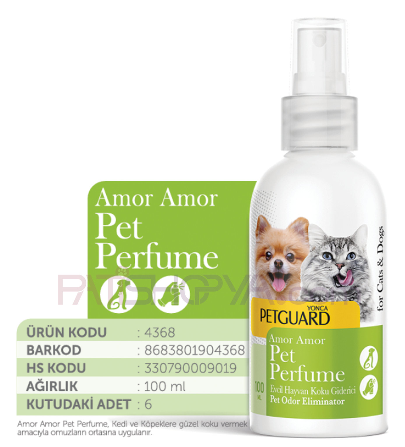 PETGUARDPETGUARD PARFÜM AMOR AMOR 6 ADET
