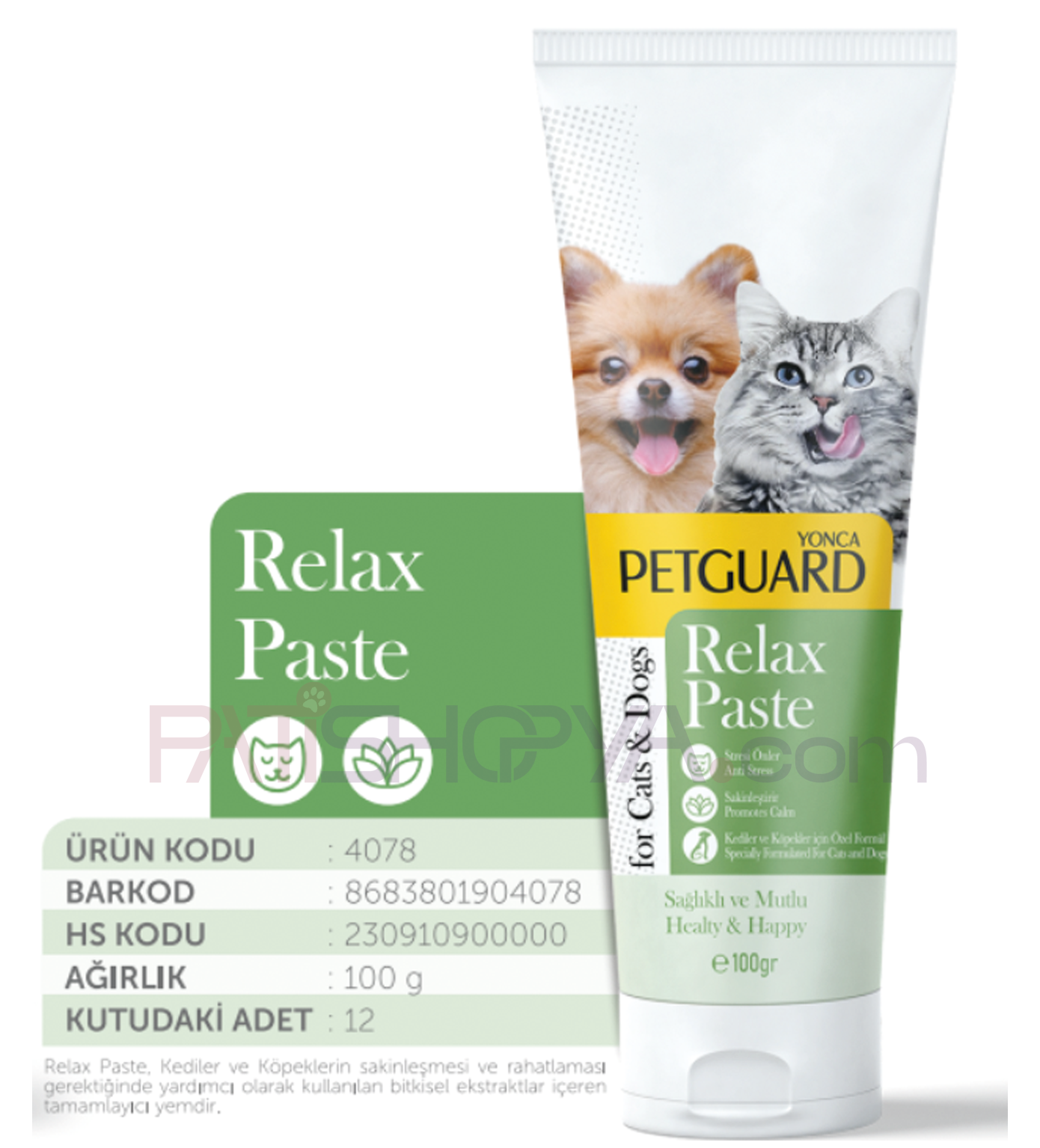 PETGUARDPETGUARD RELAX KEDİ KÖPEK PASTE 100 GR