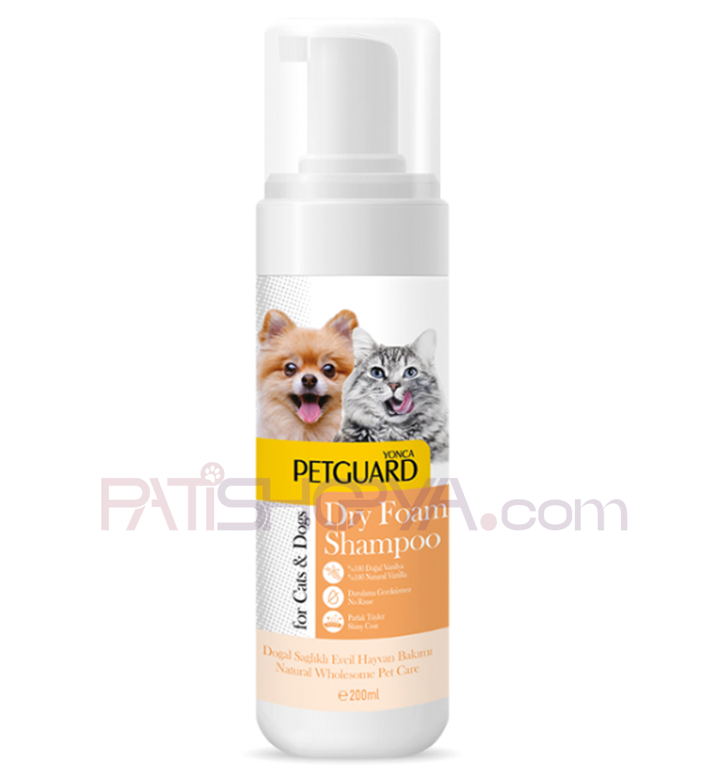 PETGUARDPETGUARD VANİLYA KURU KÖPÜK ŞAMPUAN KEDİ KÖPEK 200ML