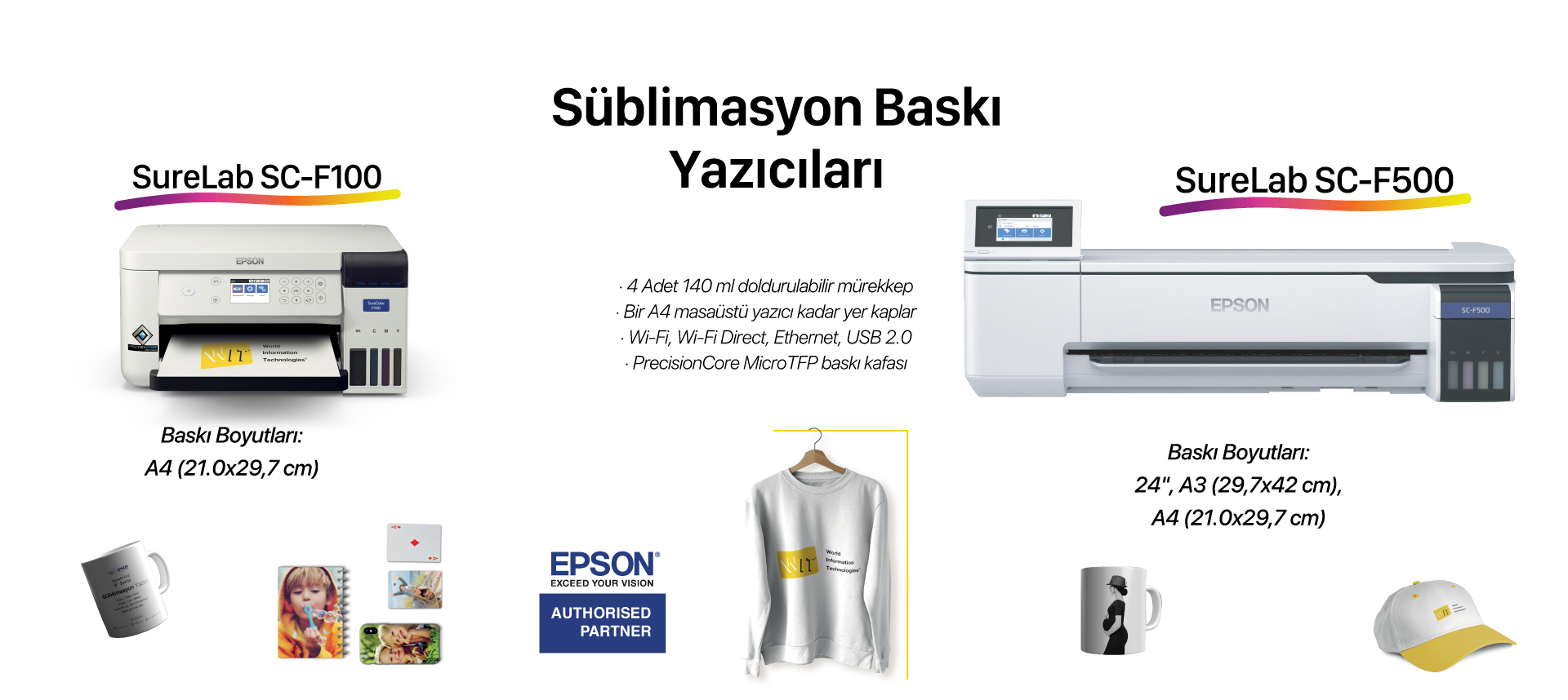 Epson SureLab SC-F100 ve SC-F500 Süblimasyon Baskı Yazıcıları