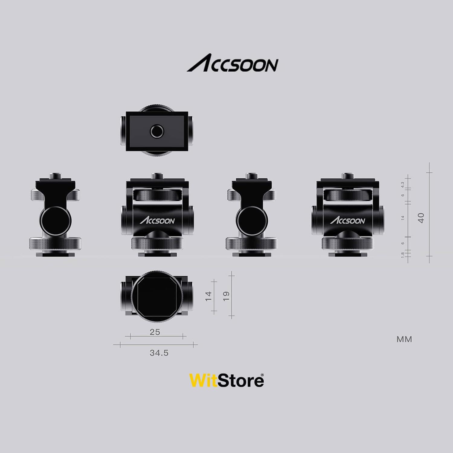 AccsoonAccsoon 1/4 Çok Yönlü Montaj Adaptörü, Dişli Bağlantılı Video Aksesuarı