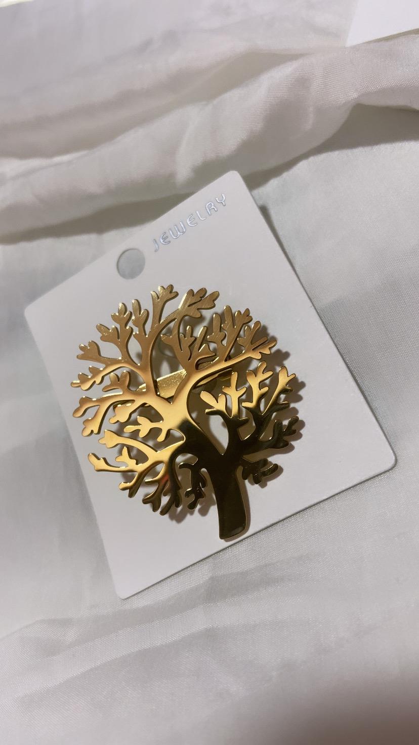Ağaç Model Gold Çelik Broş