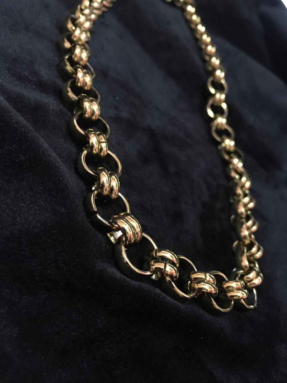 Çelik Kalın Zincir Gold Kolye