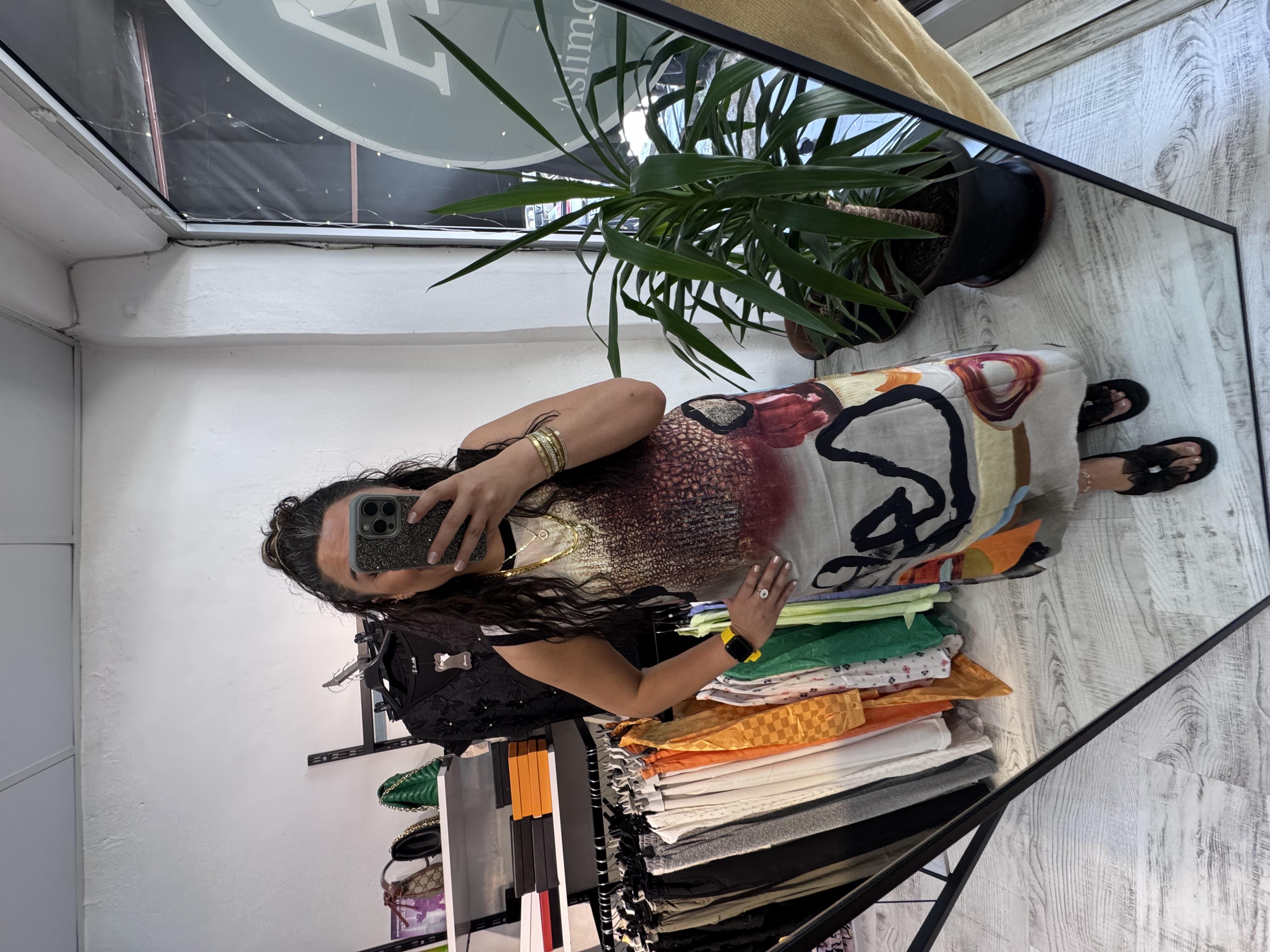 Desenli Maksi Boy Elbise