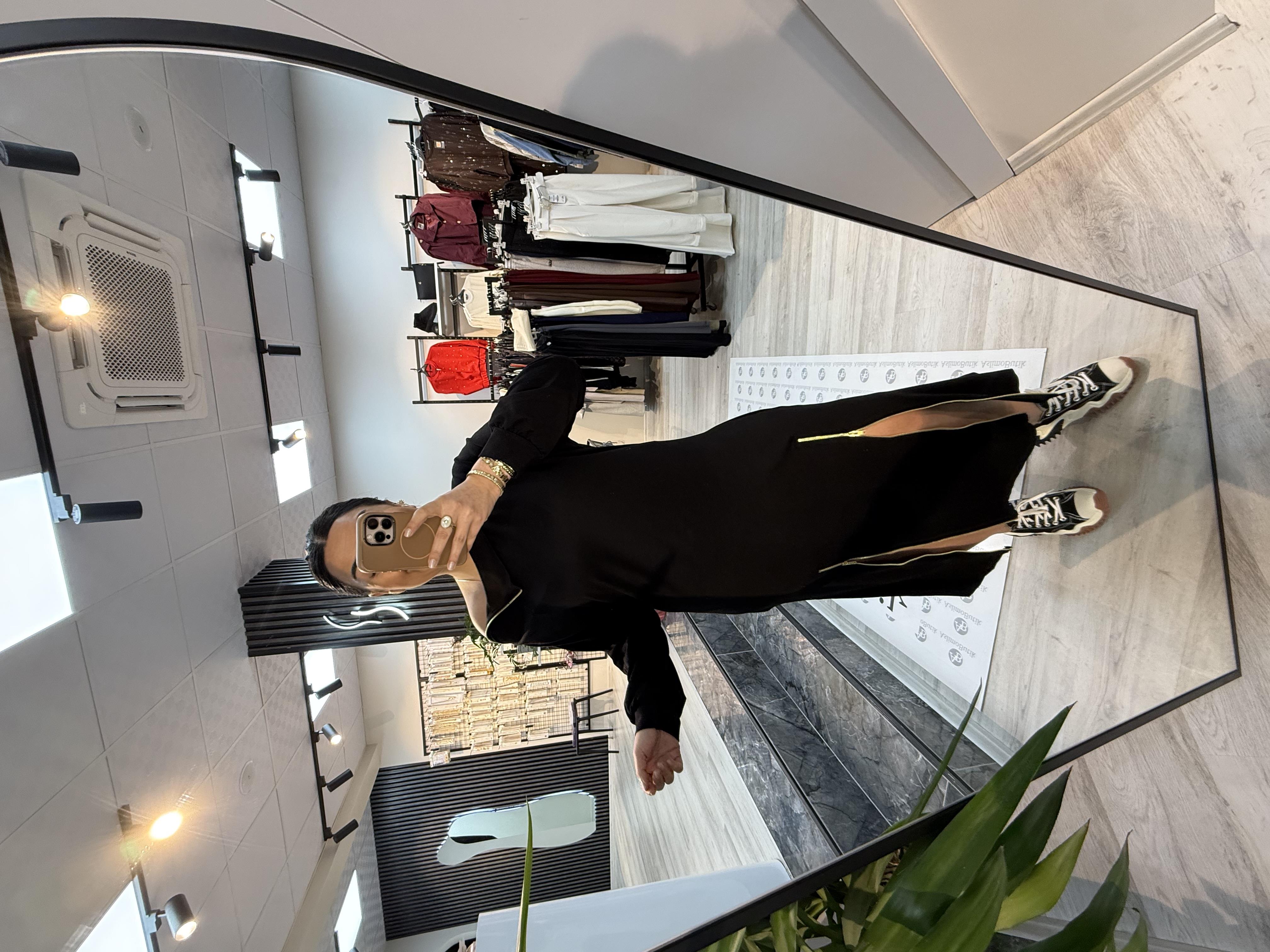 Fermuarlı Oys Kumaş Elbise