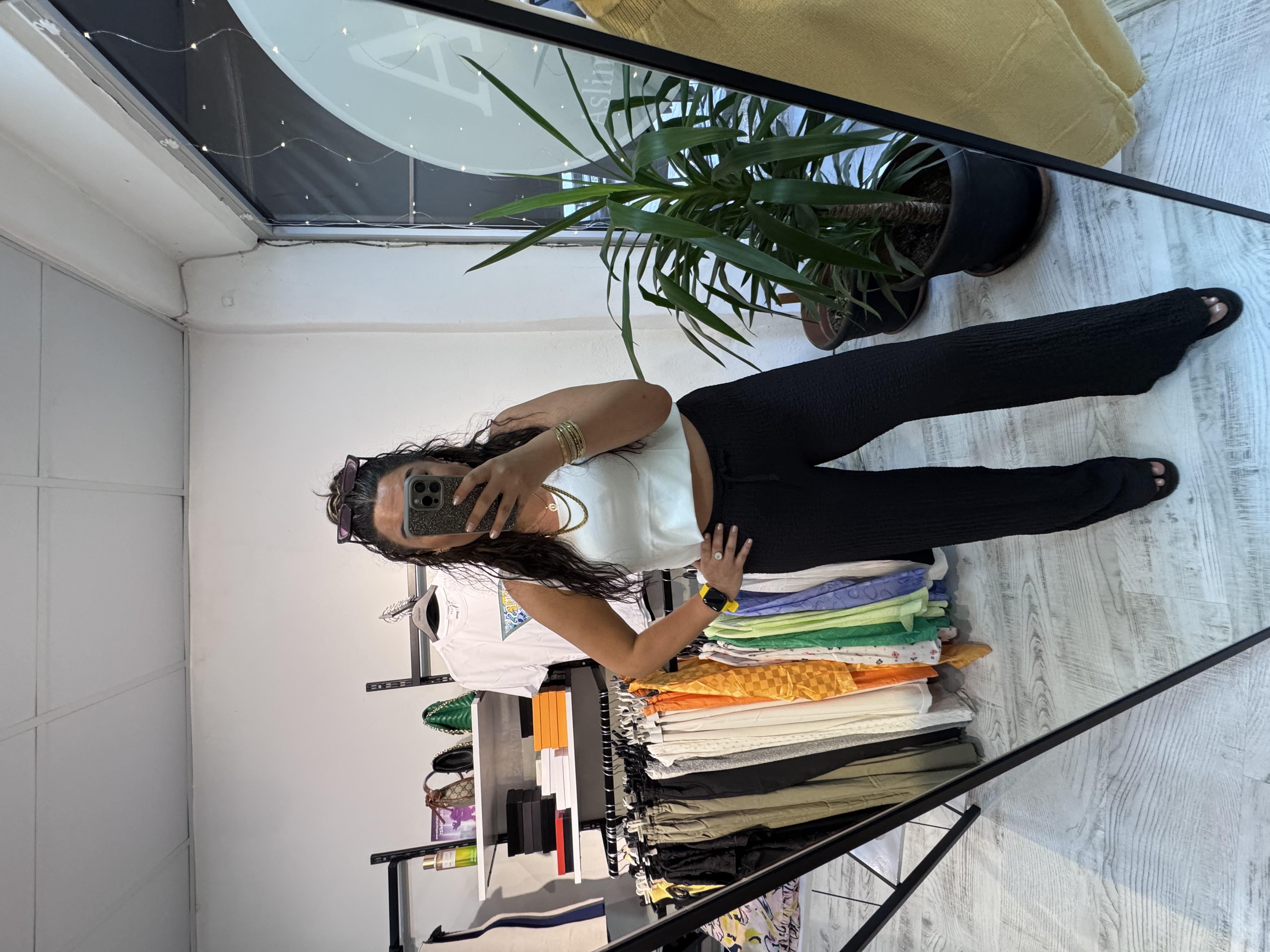 Goffre Kumaş Siyah Pantolon