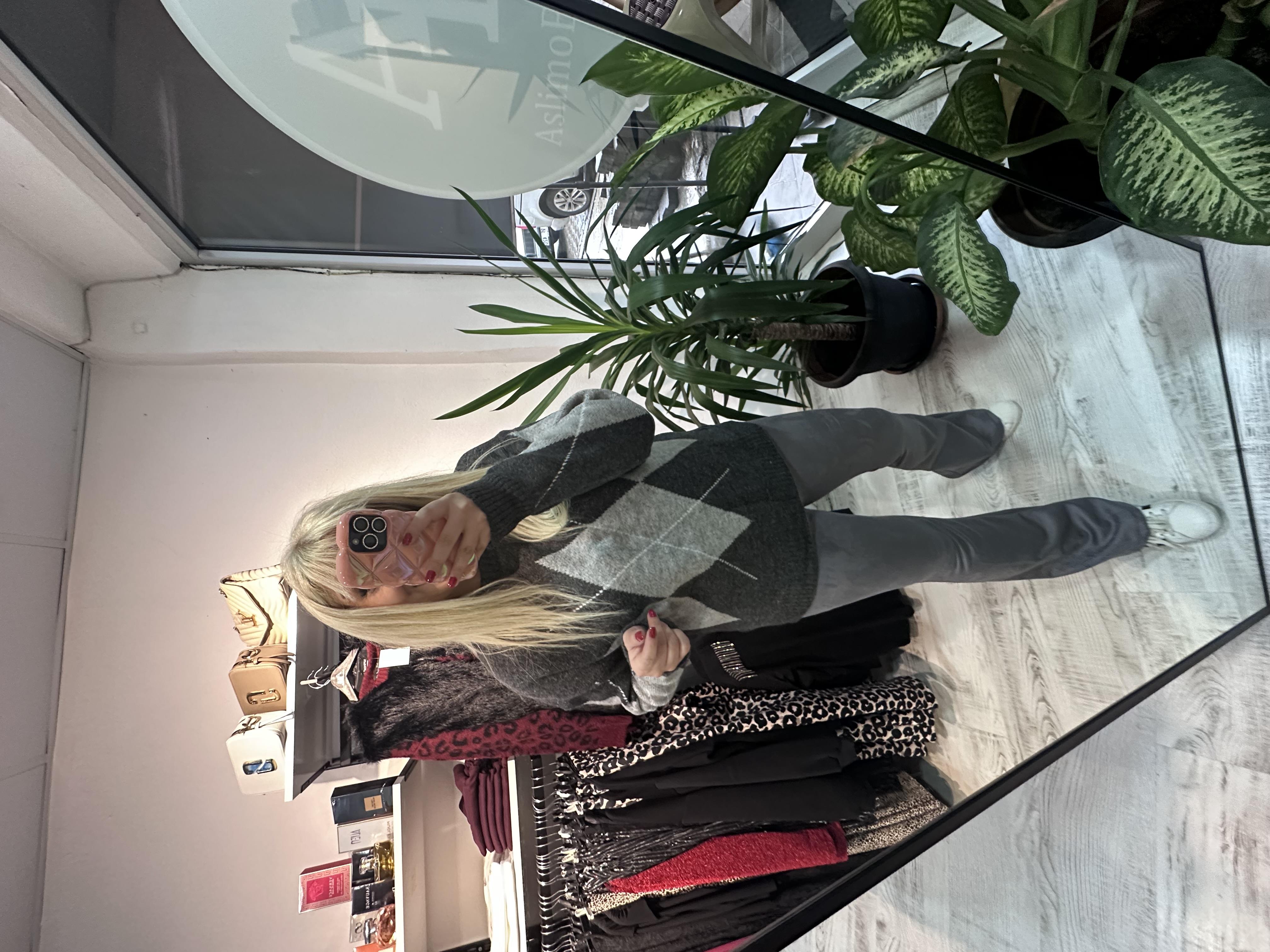 Gri Süet Kumaş Likralı Tayt Pantolon