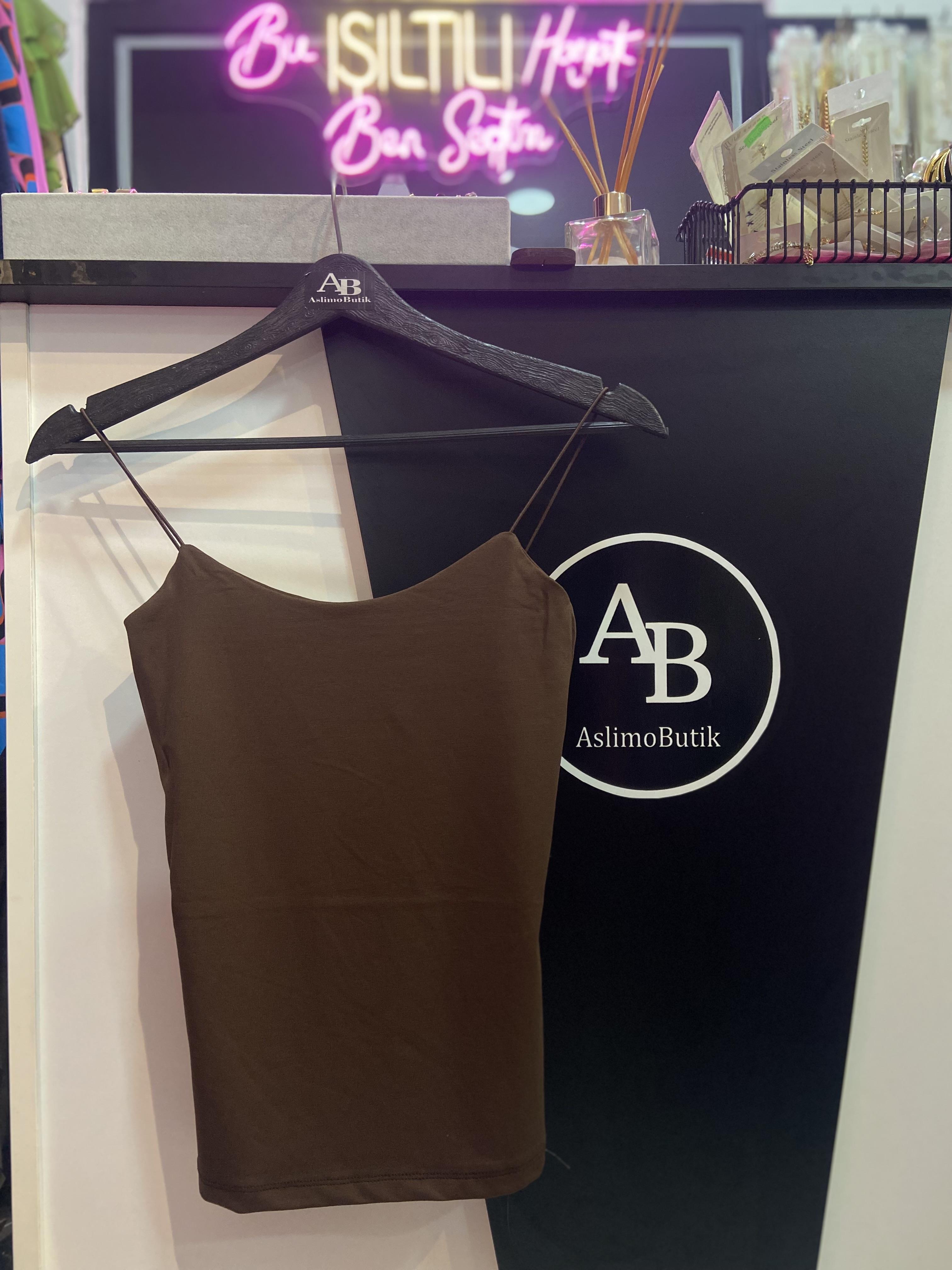 İp Askılı Kahverengi Atlet