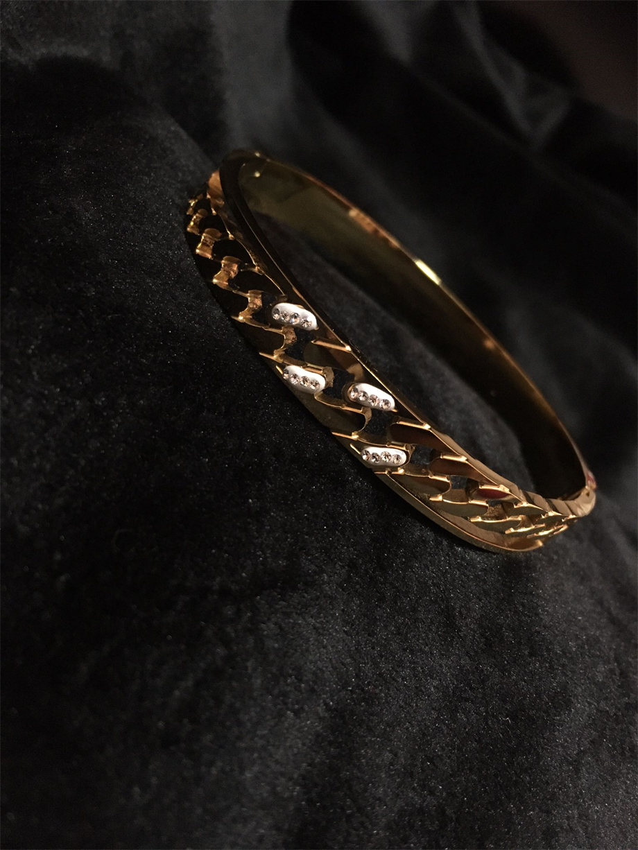 Kelepçe Model Taşlı Çelik Bileklik