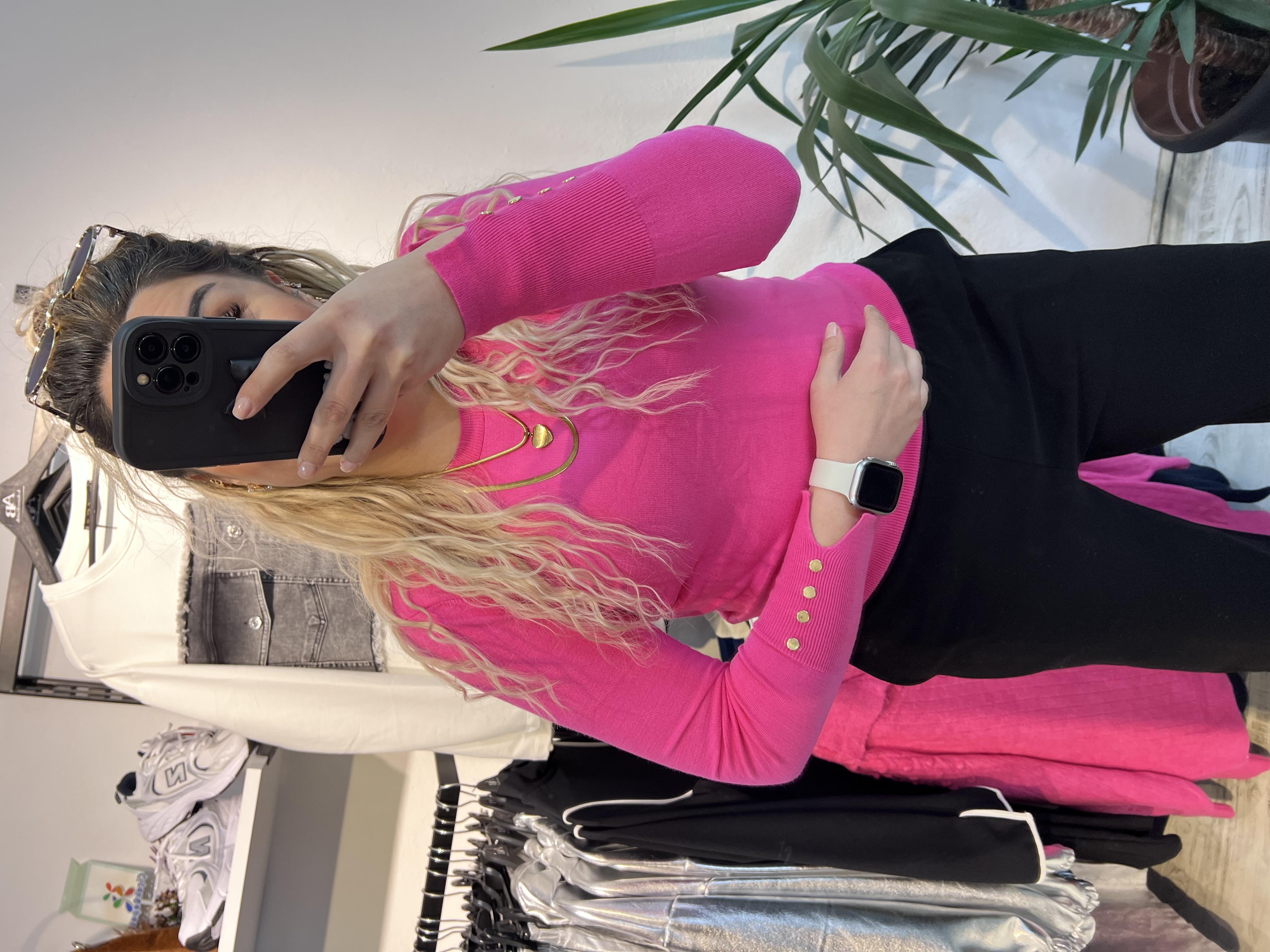 Kolları Zımbalı Pembe Dilvin Triko