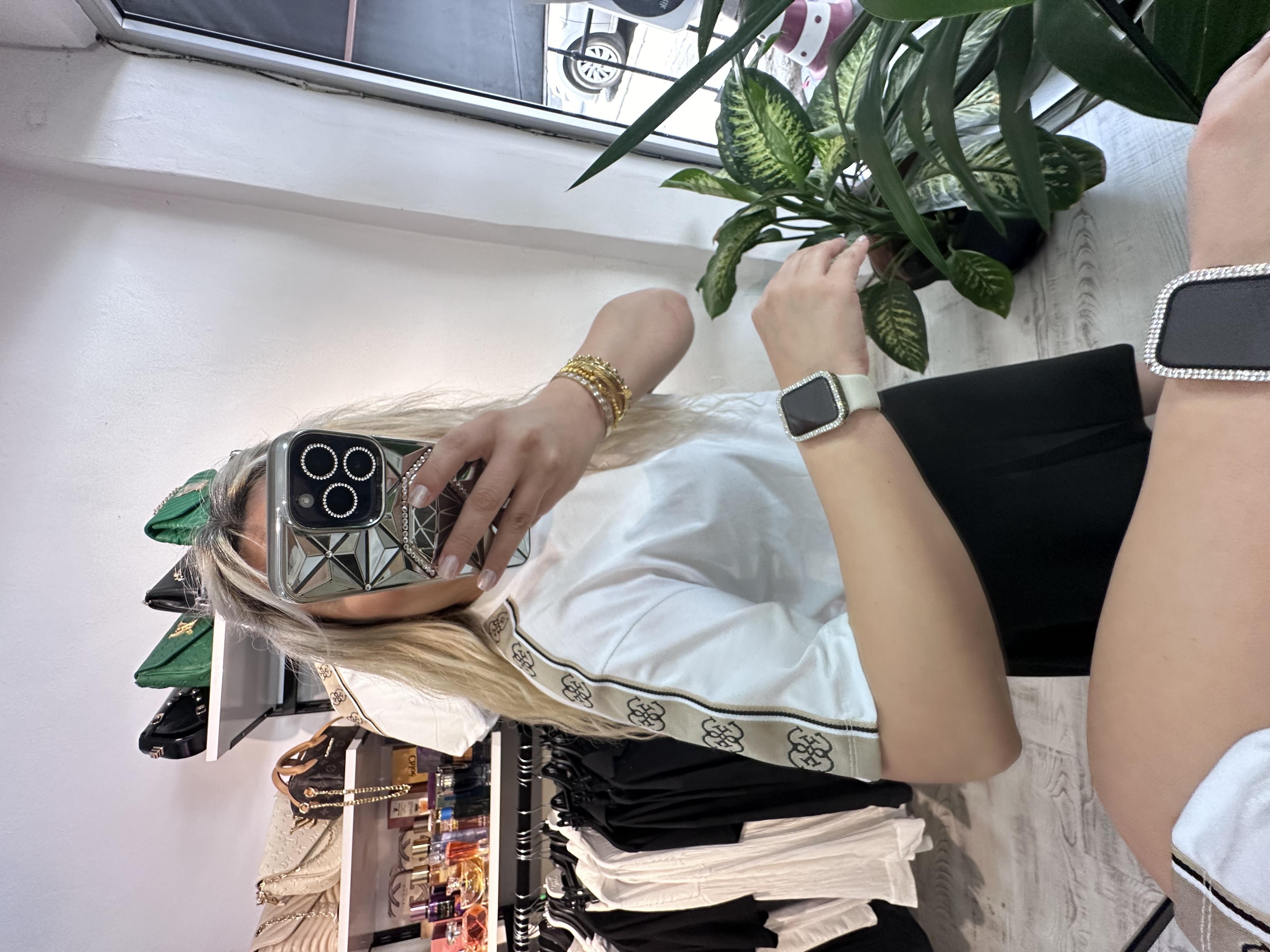 Marka Model Şeritli Beyaz Tshirt