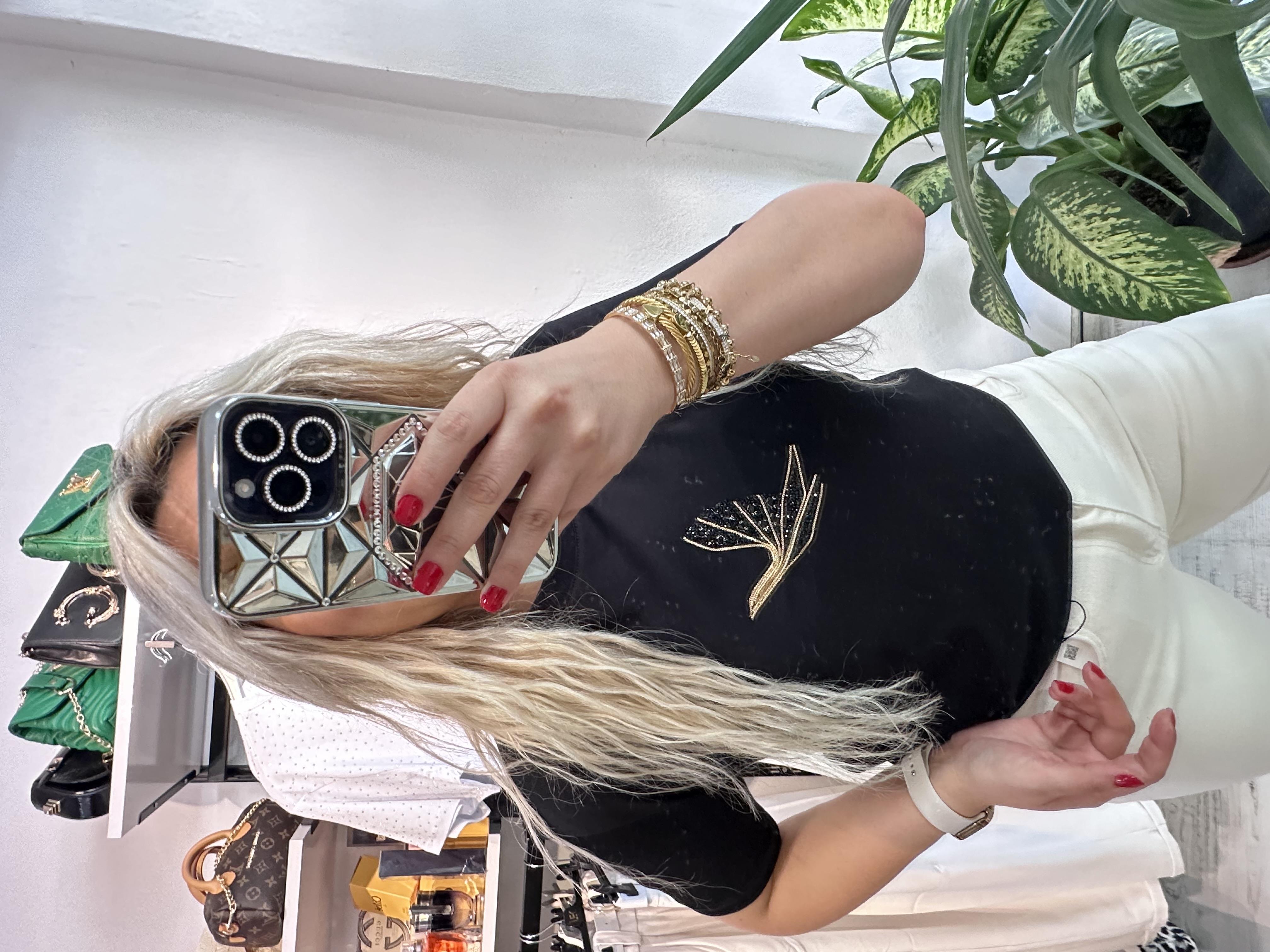 Mrk Model Taş İşlemeli Siyah Tshirt