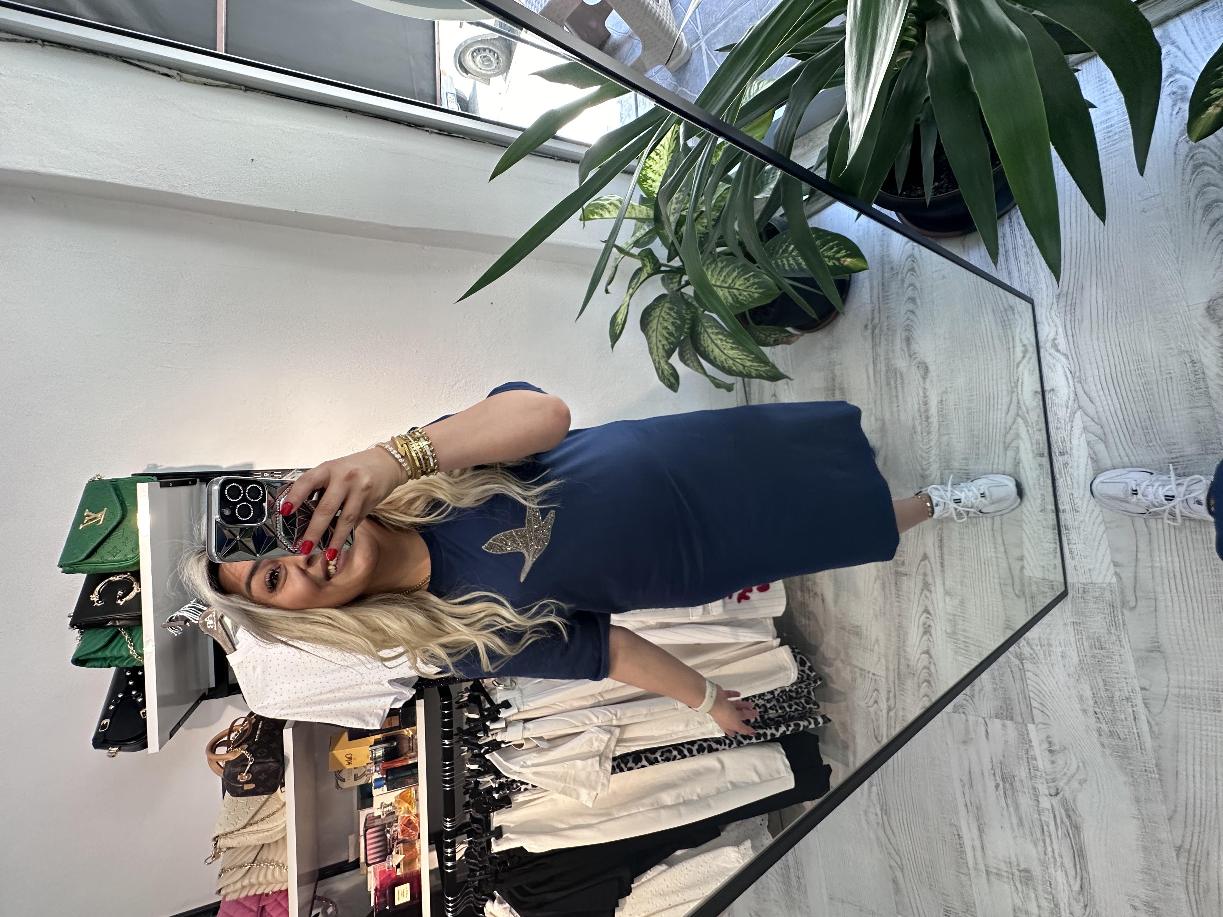 Mrk Model Taşlı Lacivert Elbise