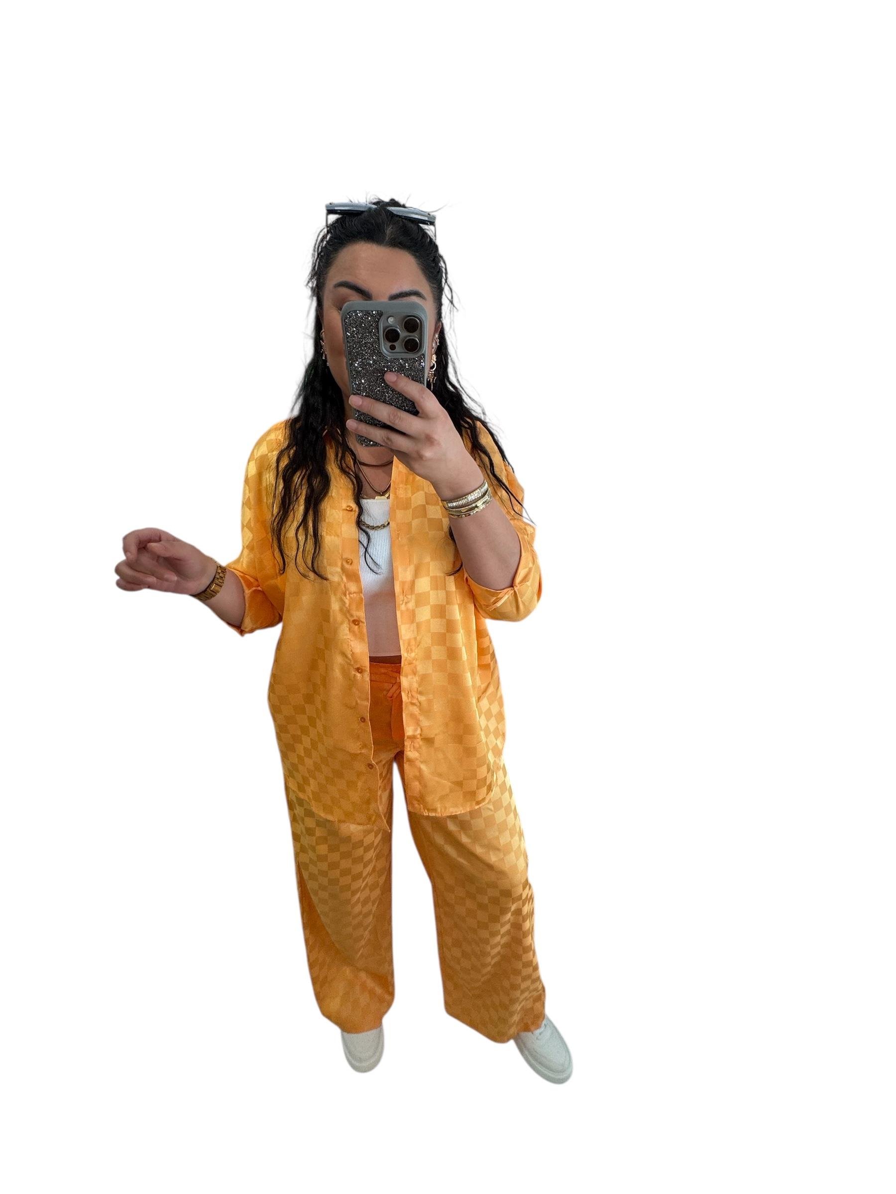 Pamuk Saten Jakarlı Orange Takım