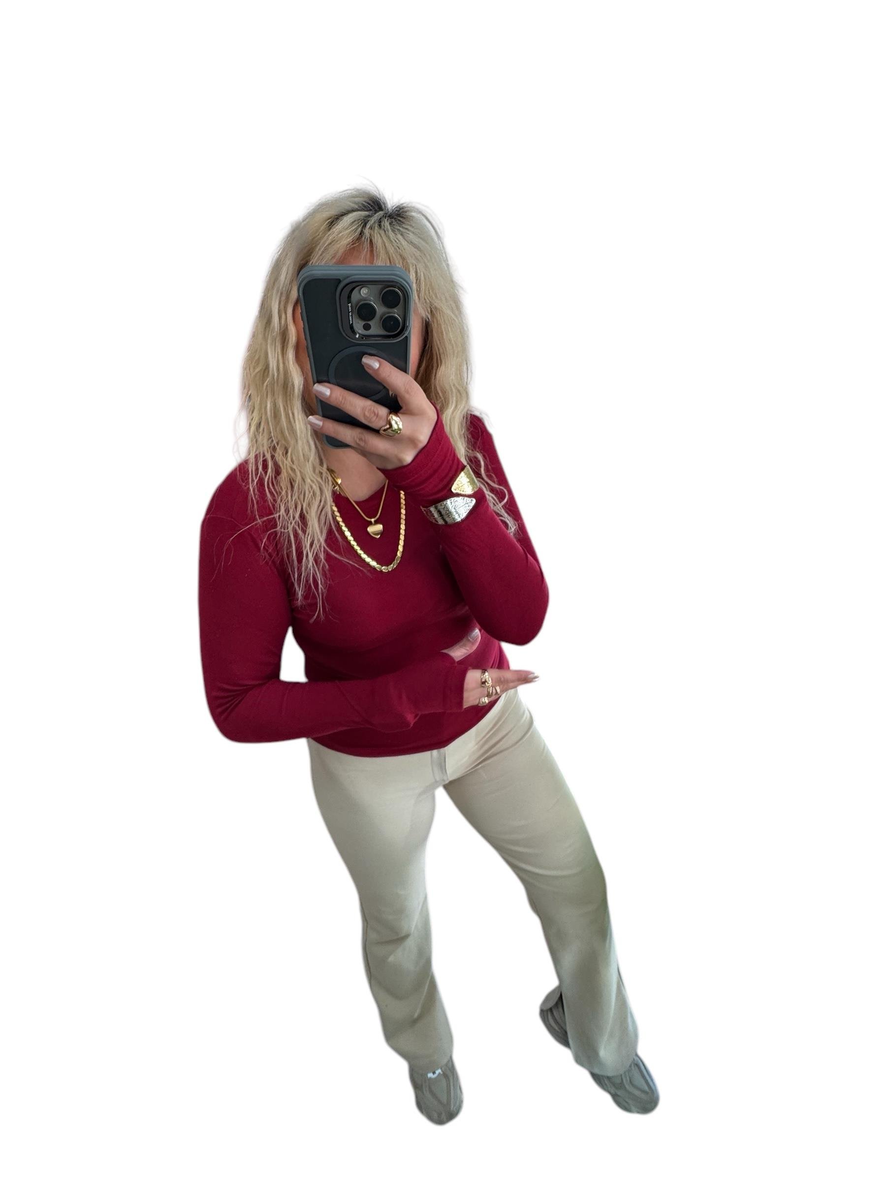 Parmak Geçirmeli Bordo Oys Bady