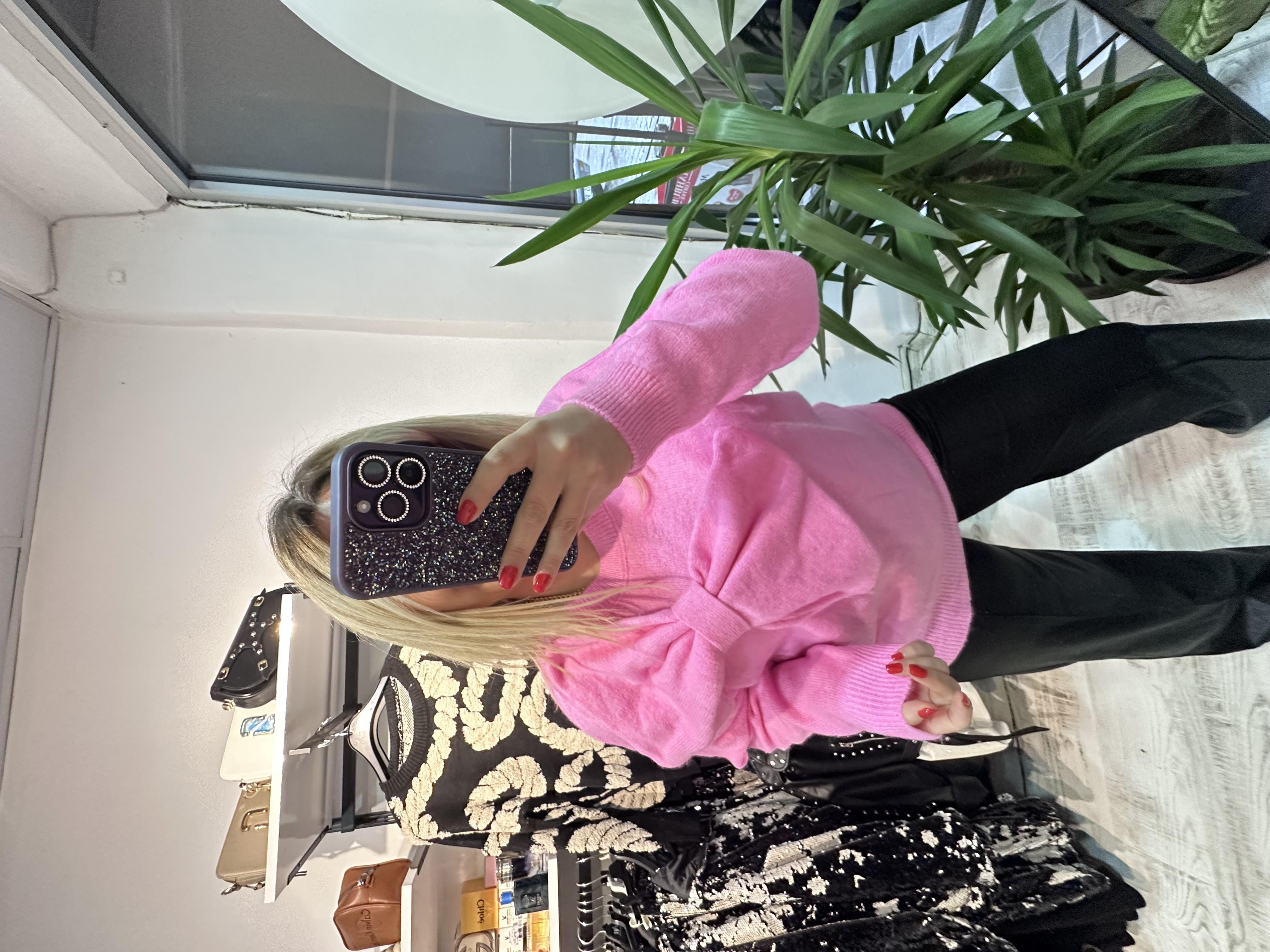 Pembe Fiyonk Detaylı Kazak