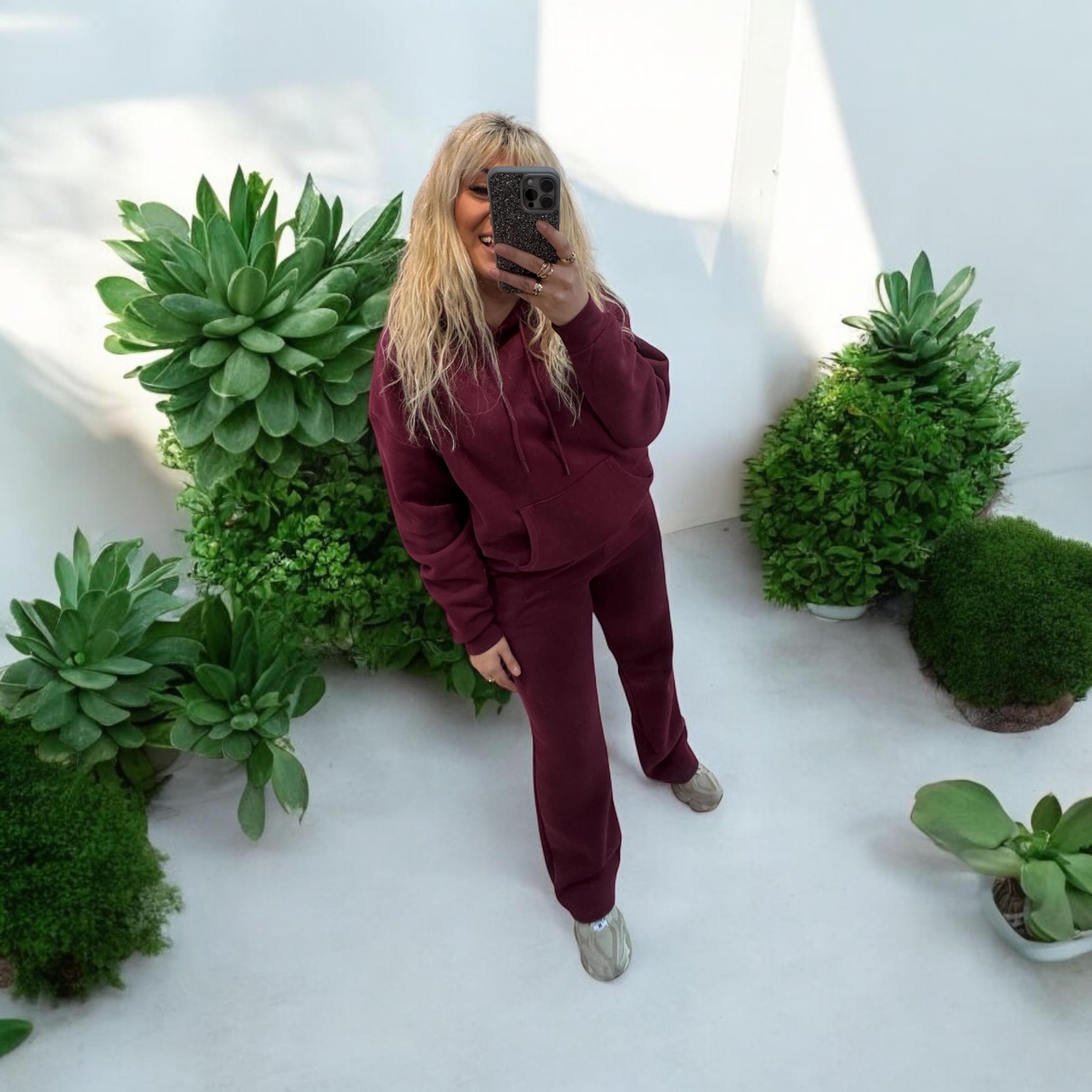 Premium Kalite Üç İplik Şardonlu Bordo Takım