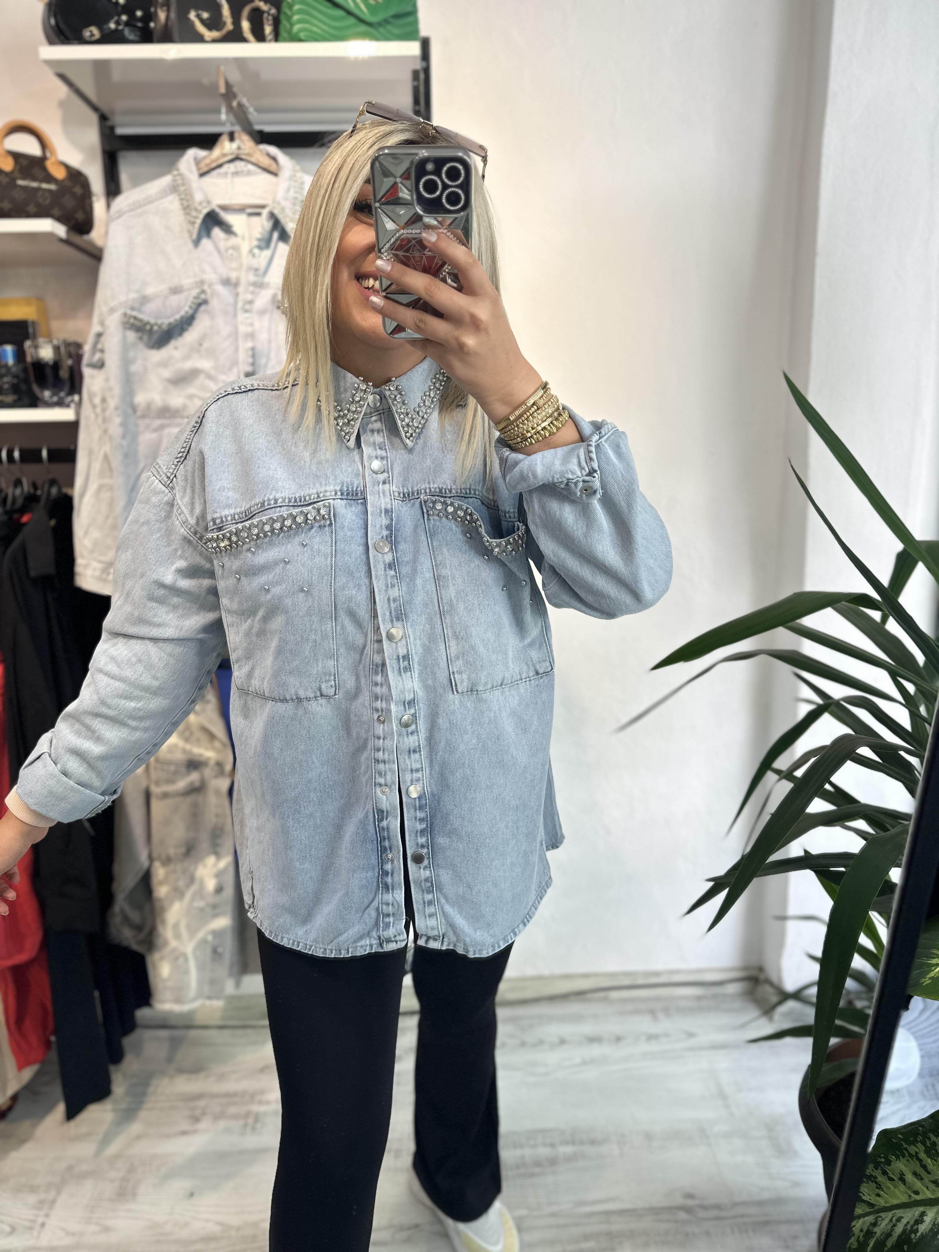Tasarım Model Taşlı Jean Ceket 
