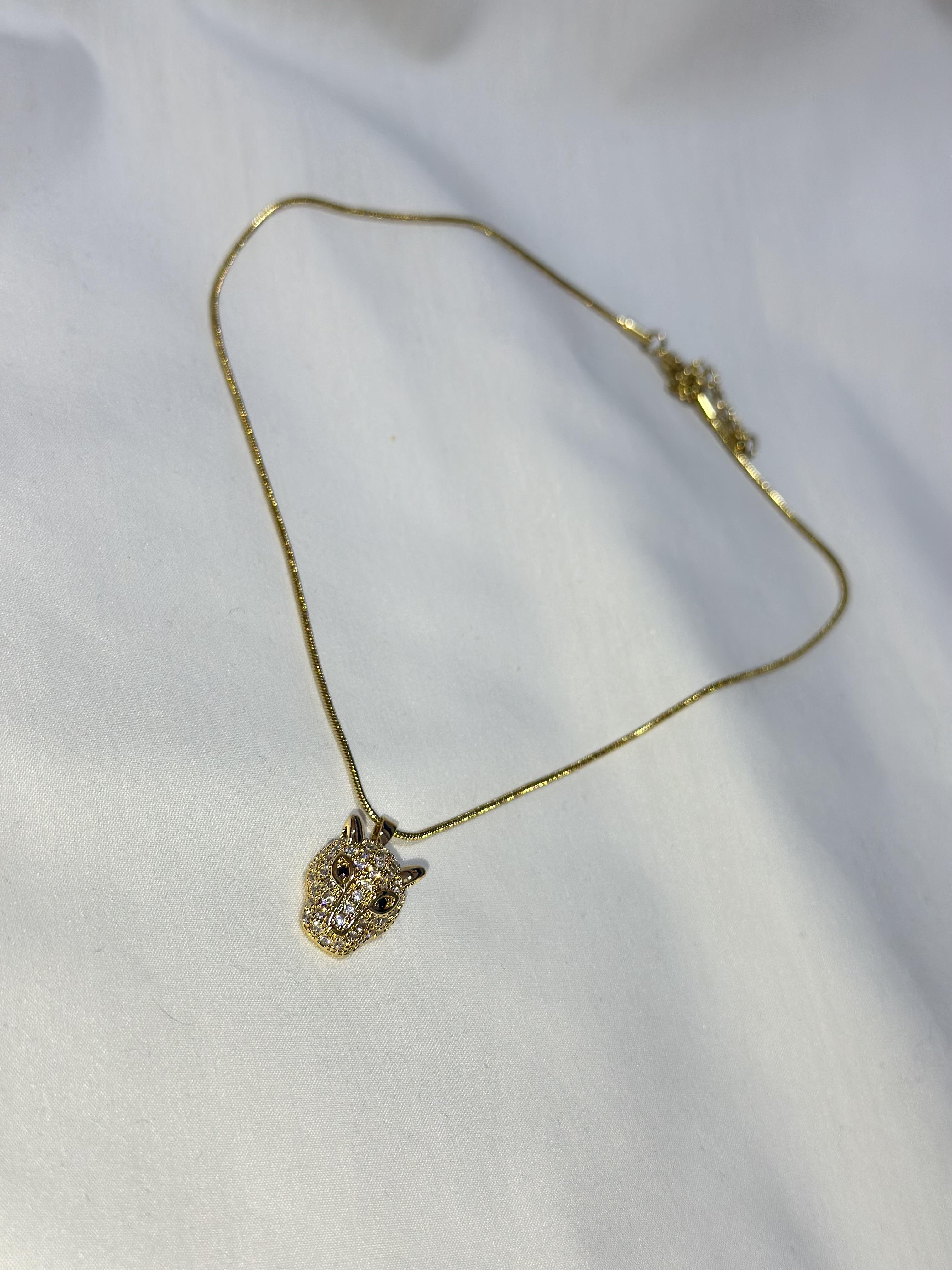 Taşlı Gold Çelik Kolye