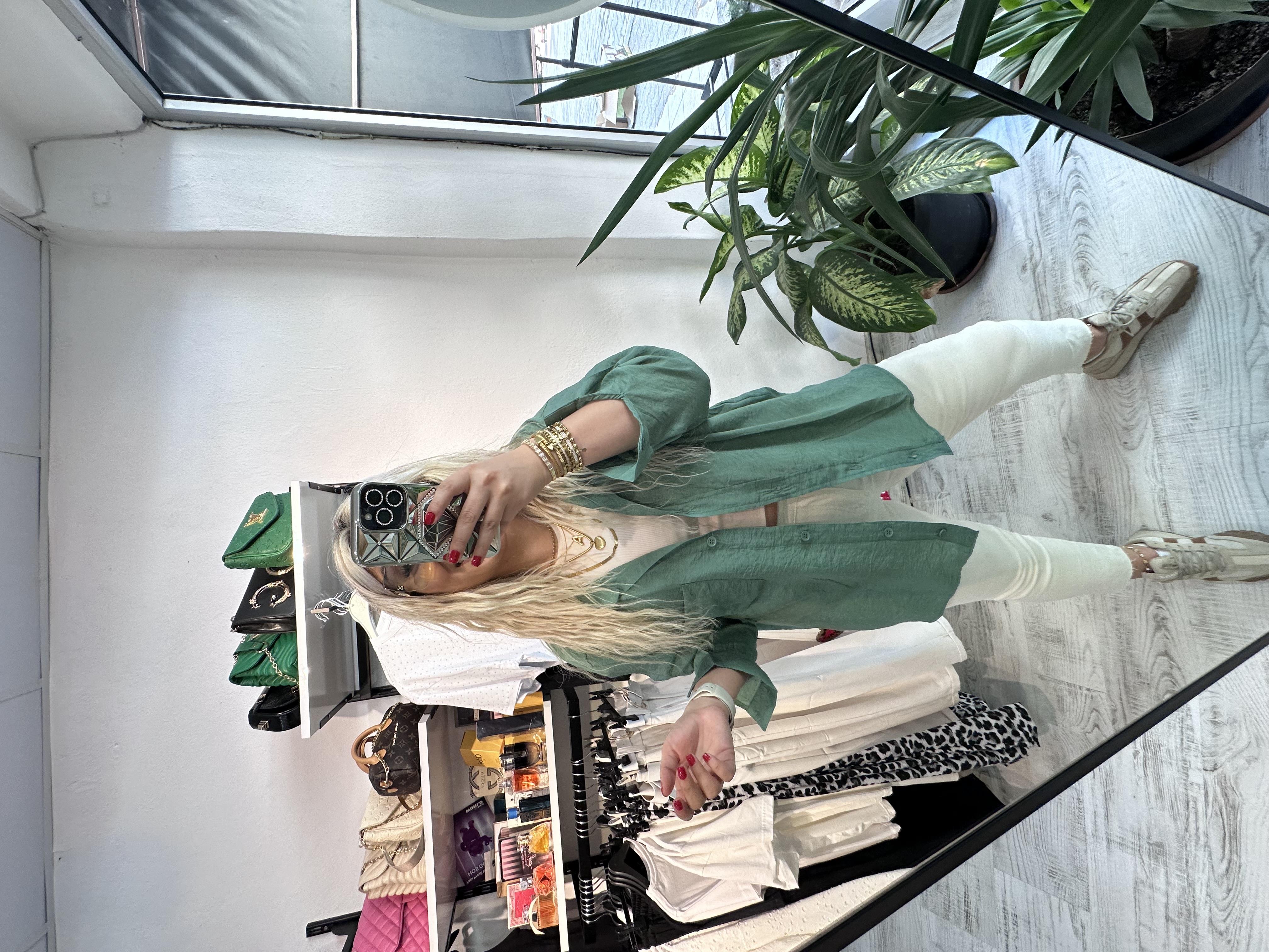 Tensel Kumaş Koyu Çam Yeşili Gömlek