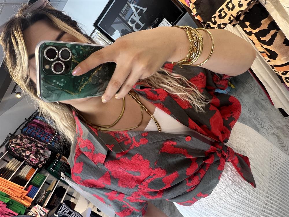 tensel kumaş renkli gömlek