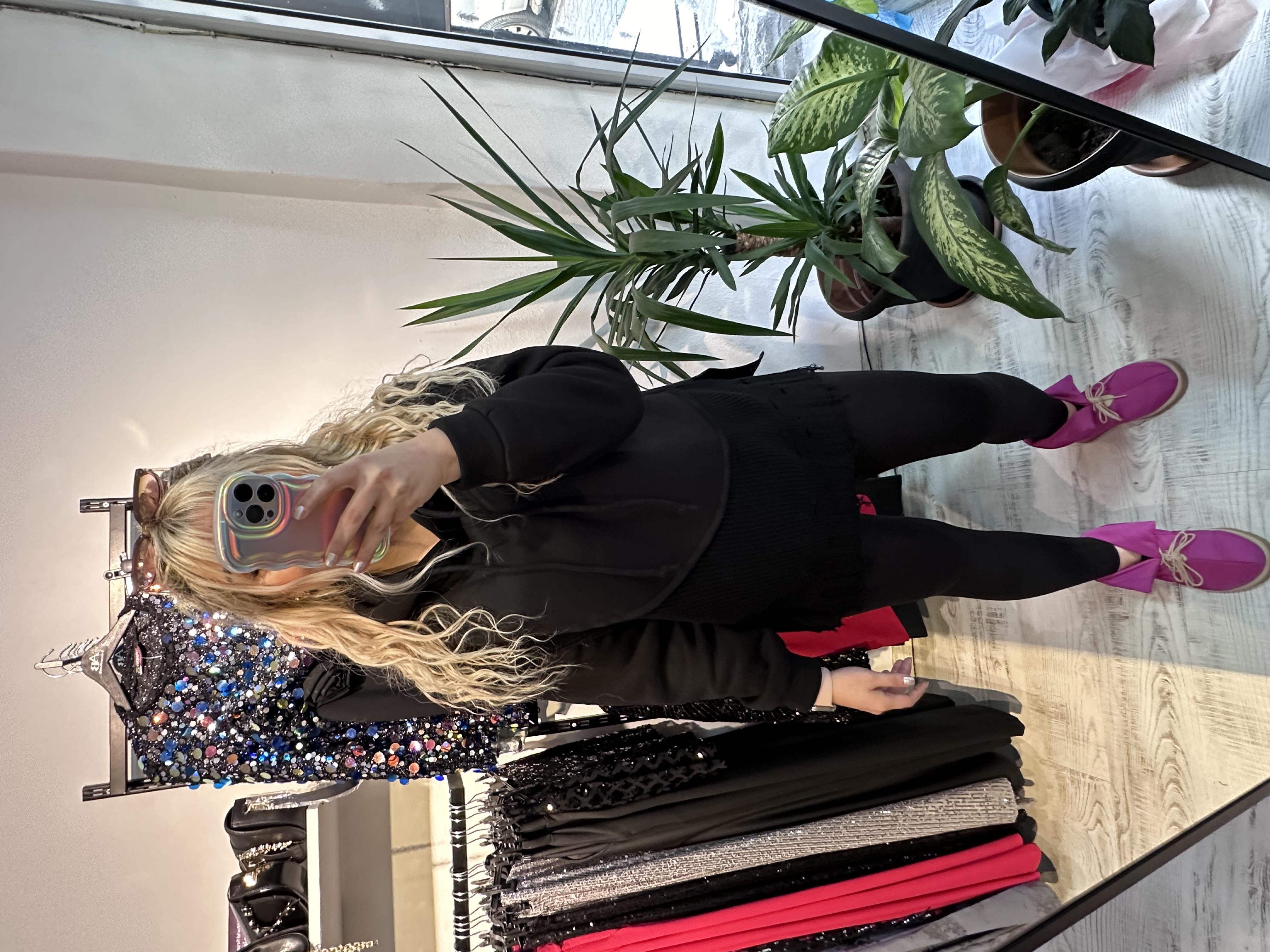 Triko Detaylı Sweatshirt Siyah